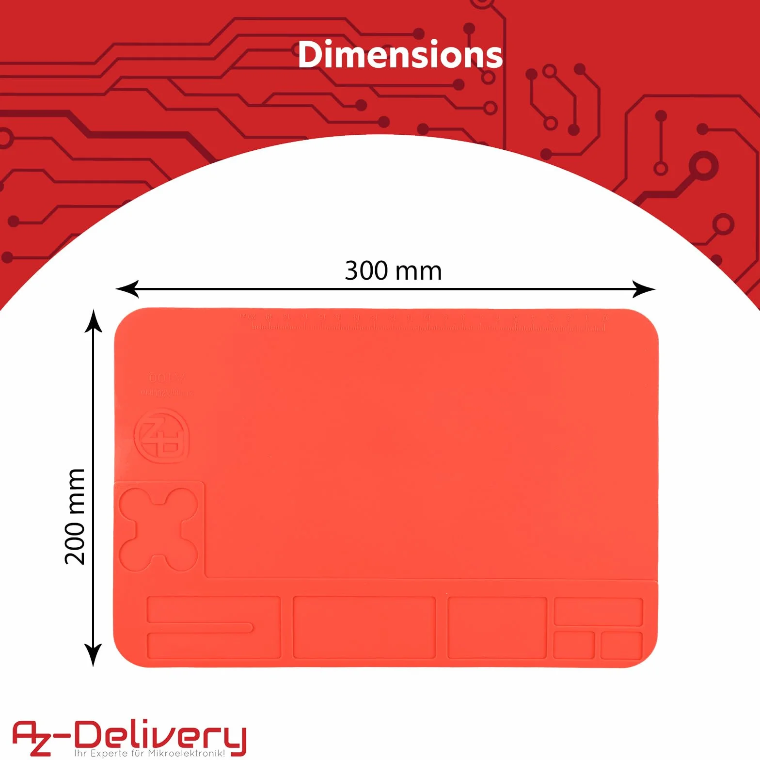 AZ-Delivery mata lutownicza klasy premium, odporna na wysokie temperatury, silikonowa do lutownicy i stacji, idealna dla warsztatu, duża antypoślizgowa gumowa