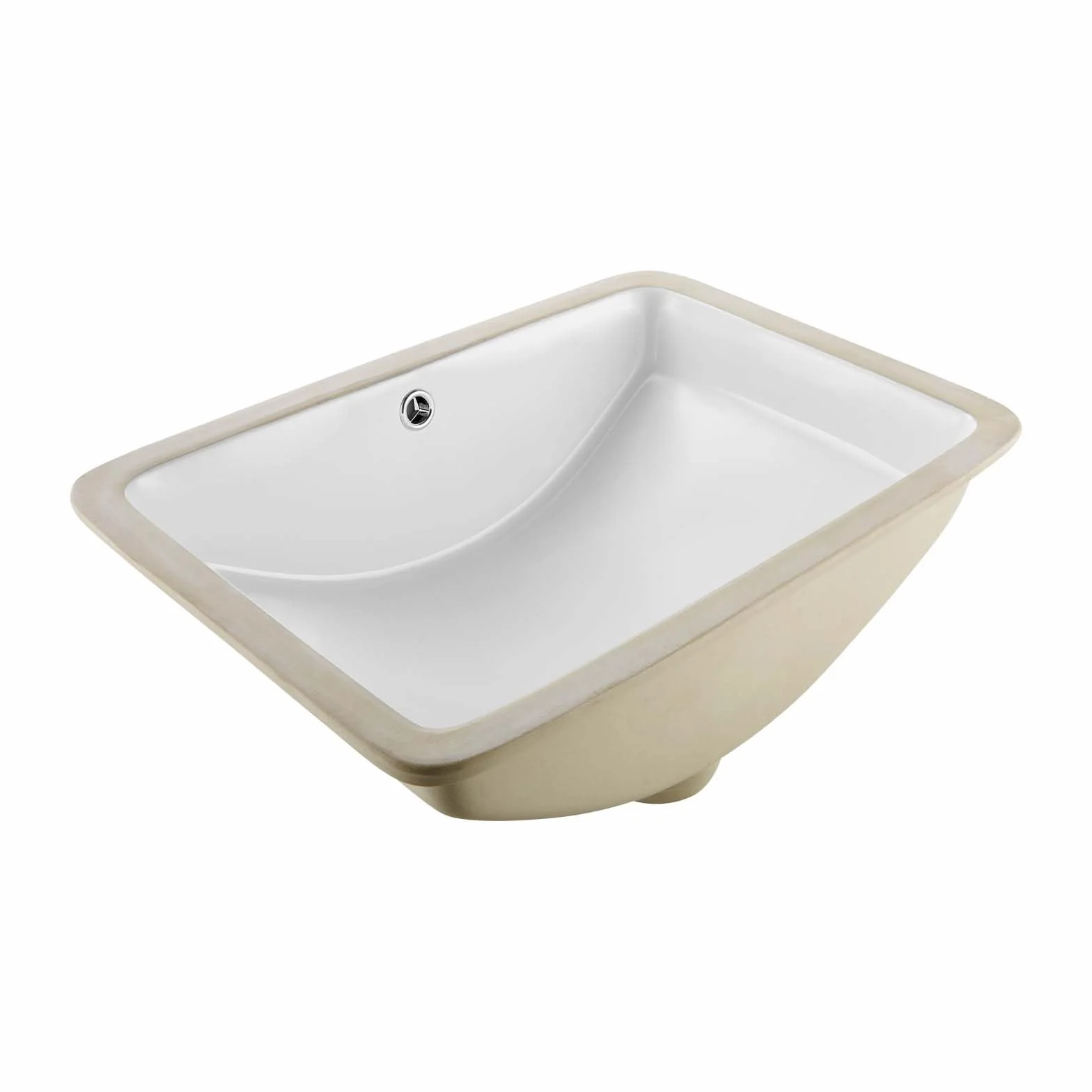 VEVOR Zlewozmywak łazienkowy pod blatem, prostokątny biały ceramiczny zlew z otworem przelewowym, pod blatem, nowoczesna toaleta, umywalka, prostokątna, mała przestrzeń