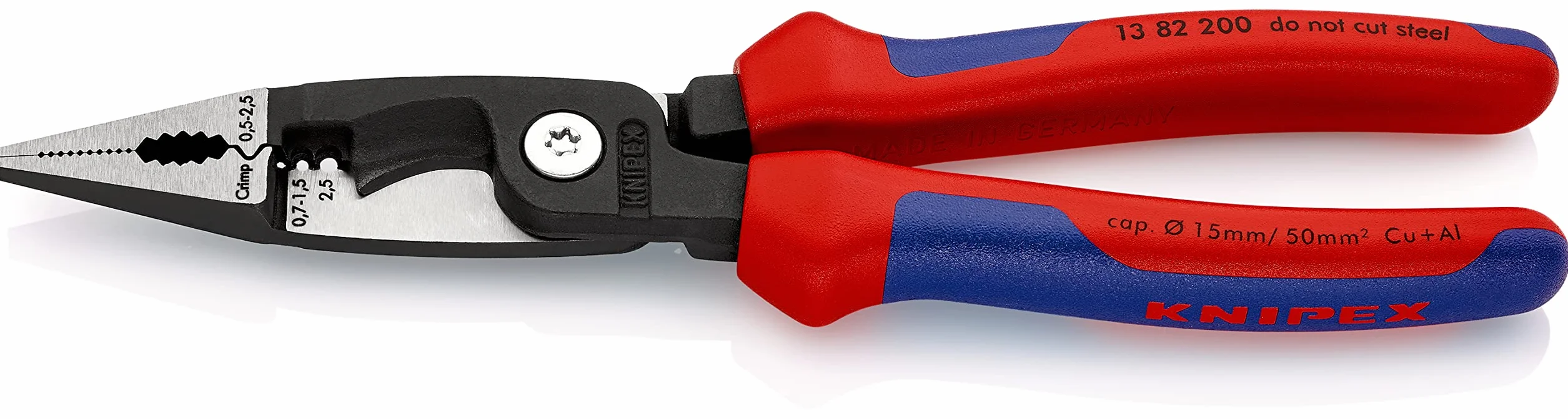 KNIPEX Szczypce do prac elektroinstalacyjnych w opakowaniu z zawieszką z rękojeściami Comfort 200 mm, 13 82 200 SB