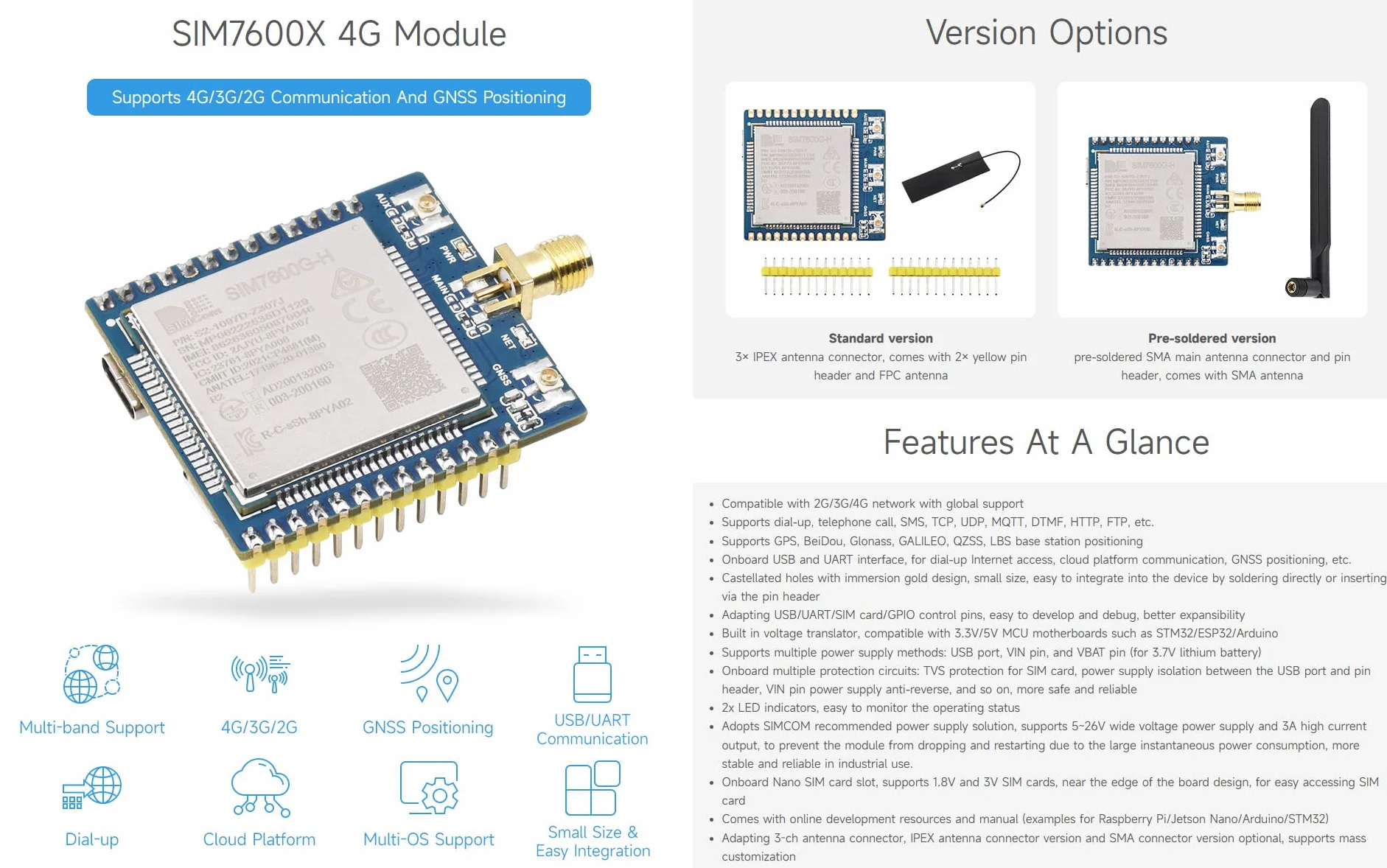 Waveshare SIM7600E-H 4G Module GNSS Raspberry Pi