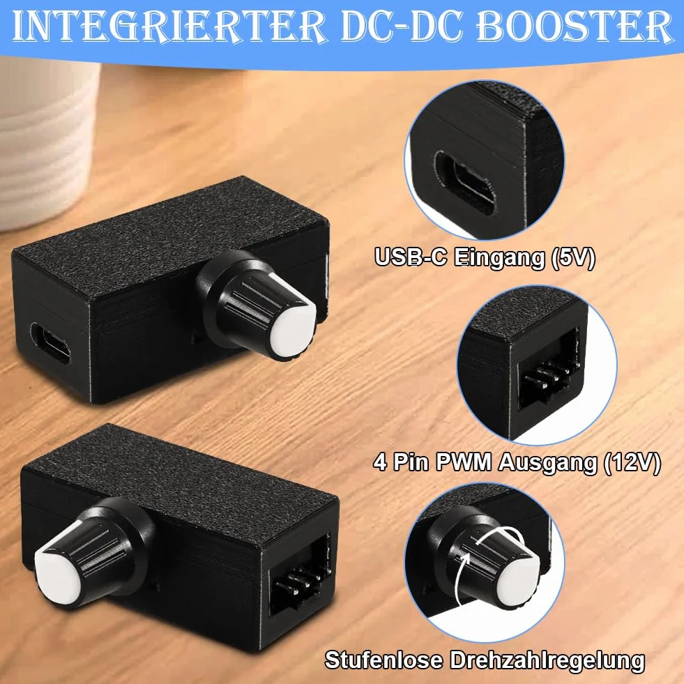4-pinowy kontroler wentylatora PWM 12V z kablem adapterowym 1 do 2, regulator 0-100% do chłodzenia PC