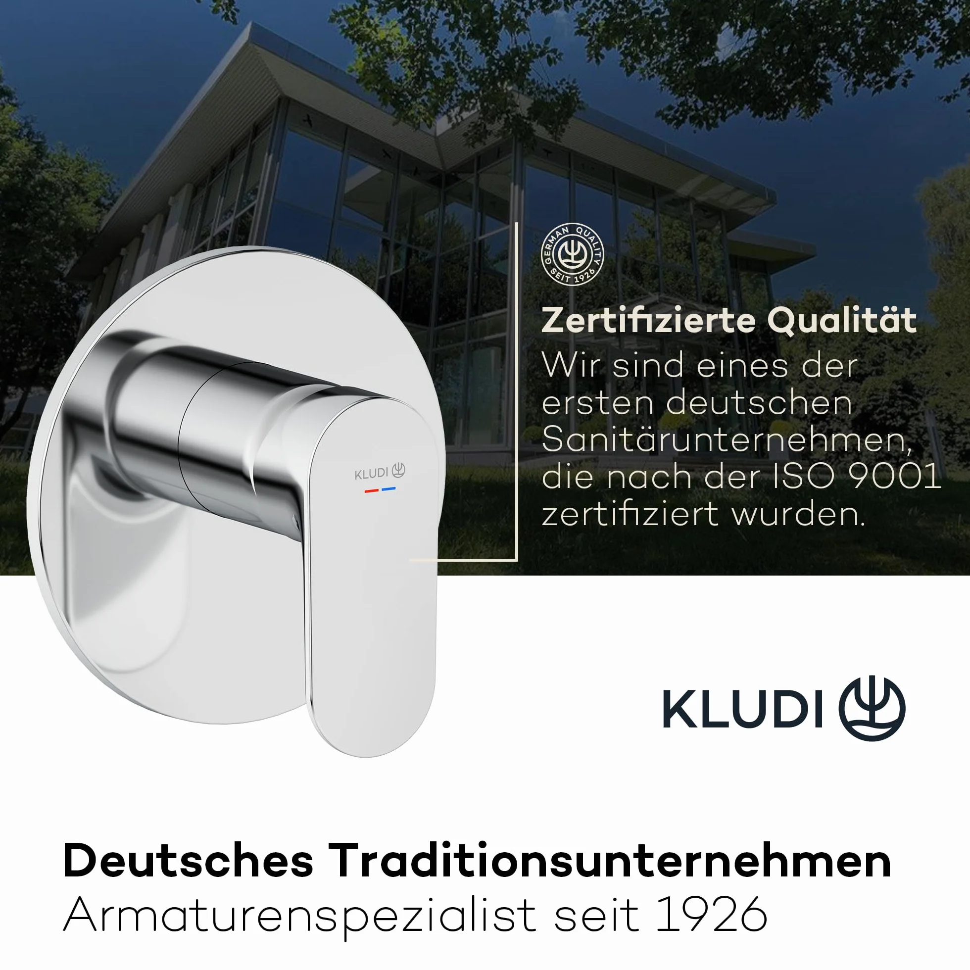 KLUDI -X1 podtynkowa armatura prysznicowa z ogranicznikiem ciepłej wody, bateria prysznicowa z wysokiej jakości ceramicznym wkładem do łazienki, chrom, wymagane akcesoria KLUDI Slimbox (art. 88022)