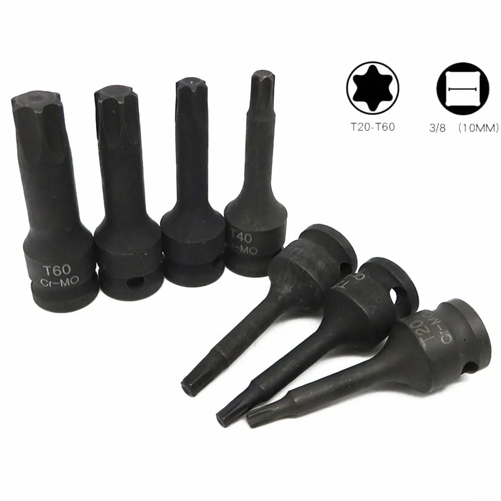 Zestaw narzędzi z gniazdem gwiazdkowym, napęd 3/20.3 cm, 7-częściowy zestaw metalowych nasadek bitowych do motoryzacji, napraw domowych, produkcji i budownictwa