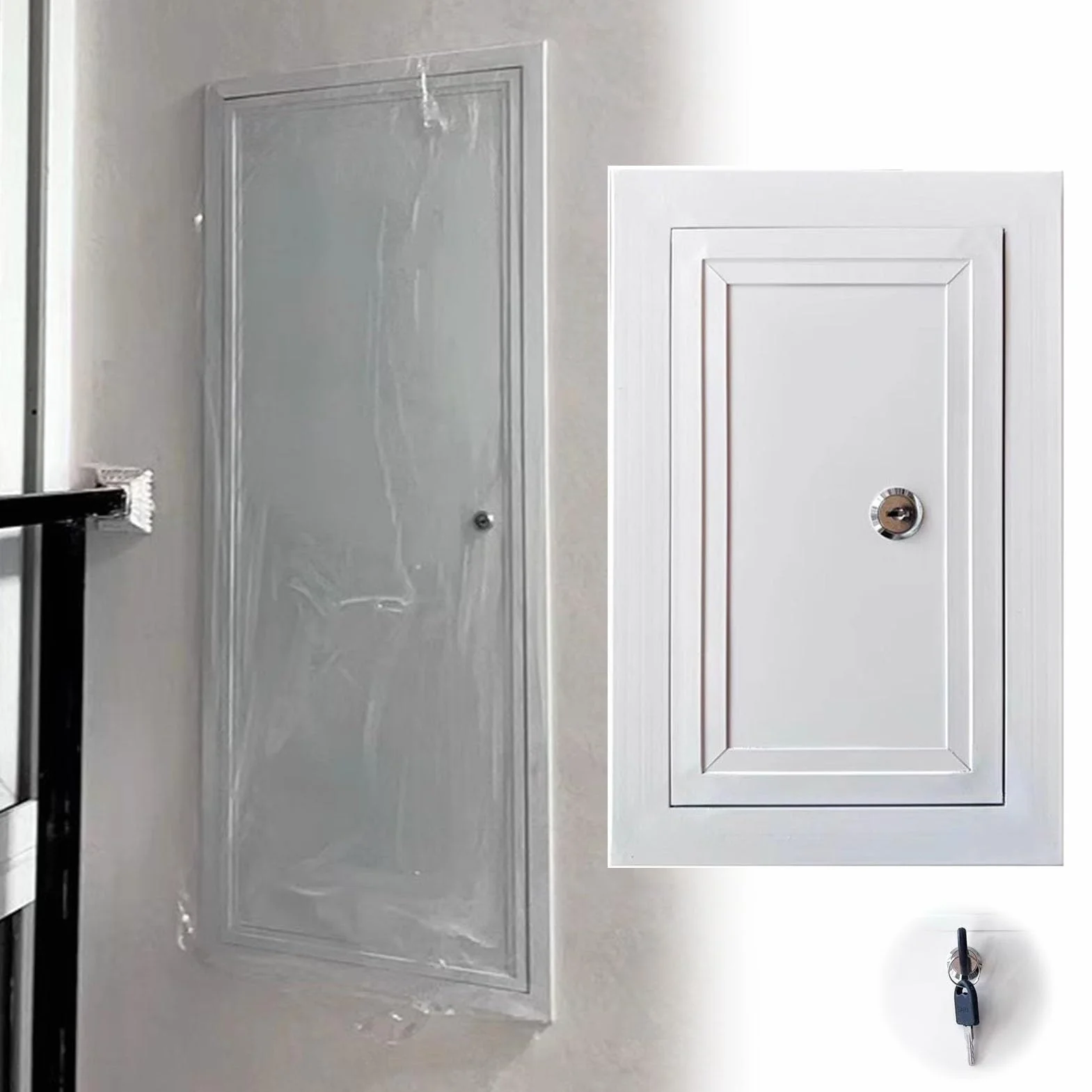 Zamykany panel dostępu do płyt kartonowo-gipsowych – bezpieczne drzwi wejściowe z płyt gipsowo-kartonowych (650 x 1100 mm / 26 x 45 cali) z kluczem do łatwej konserwacji i naprawy, trwałe i