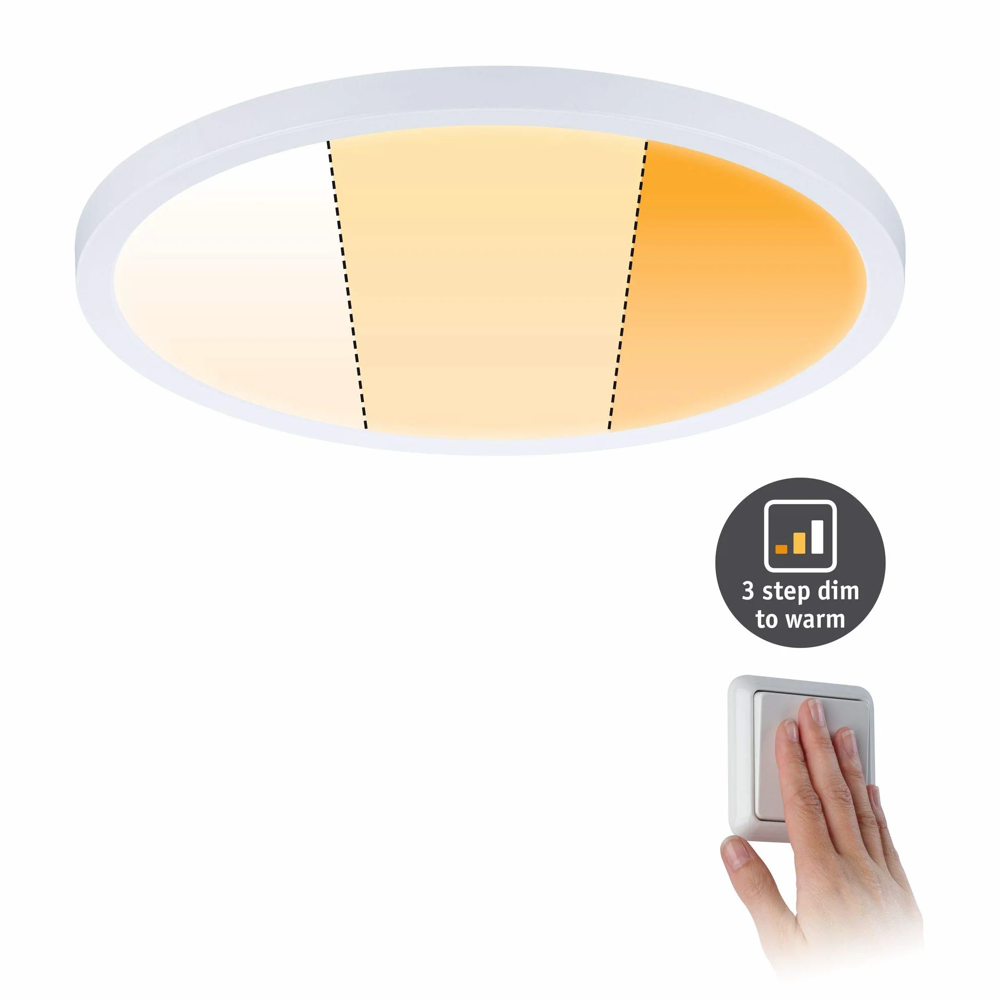 Paulmann 92990 panel LED oprawa wpusz. Areo VariFit IP44 ściem. 3-stopniowo 230mm okrągła w kompl. 1x16 W ściemn. biały mat tw. szt. 2000 K
