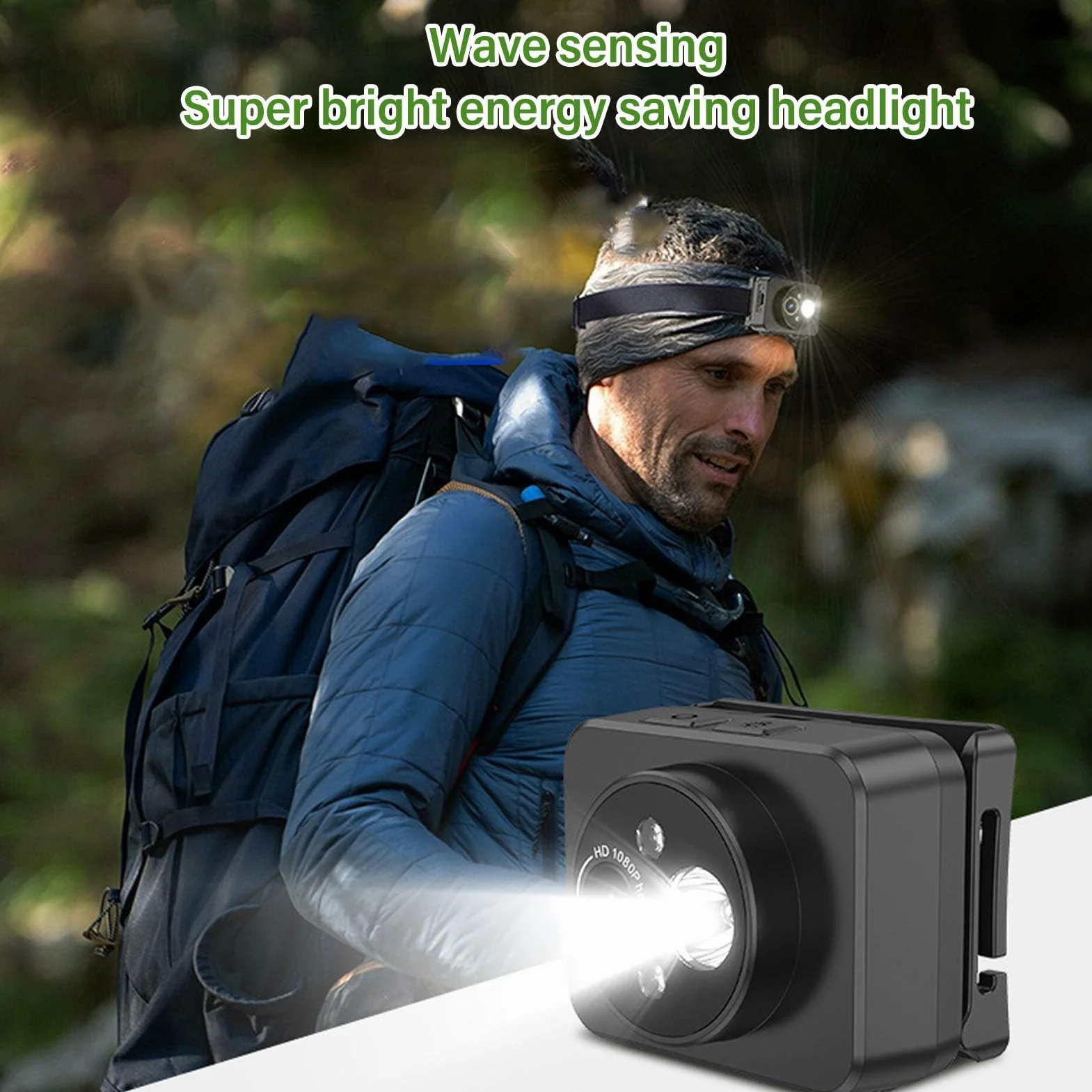 Kamera Wideo Montowana na Głowie LED 1080P z Oświetleniem Regulowanym 45° Bateria 1000mAh