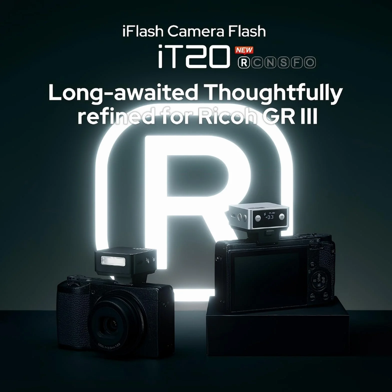 Godox iT20-R TTL mini lampa błyskowa do Ricoh GR III z dyfuzorem, kompatybilna z P-TTL, USB-C