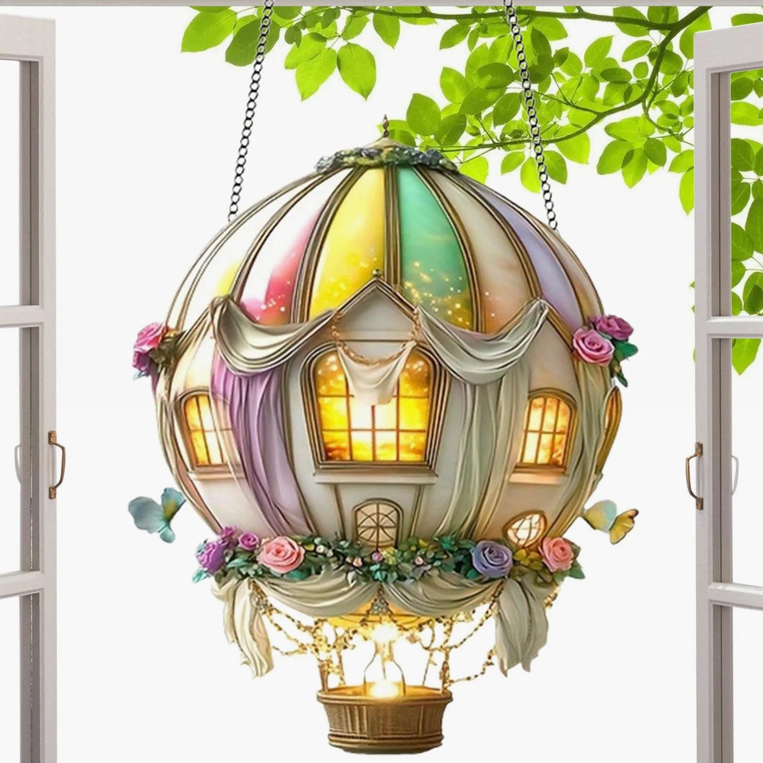 Lampa balonowa na gorące powietrze Luminescencyjne światło słoneczne | 2D dekoracyjna latarnia świetlna na ogród urodziny taras dziedziniec prezent dla matki kobiety ścieżki
