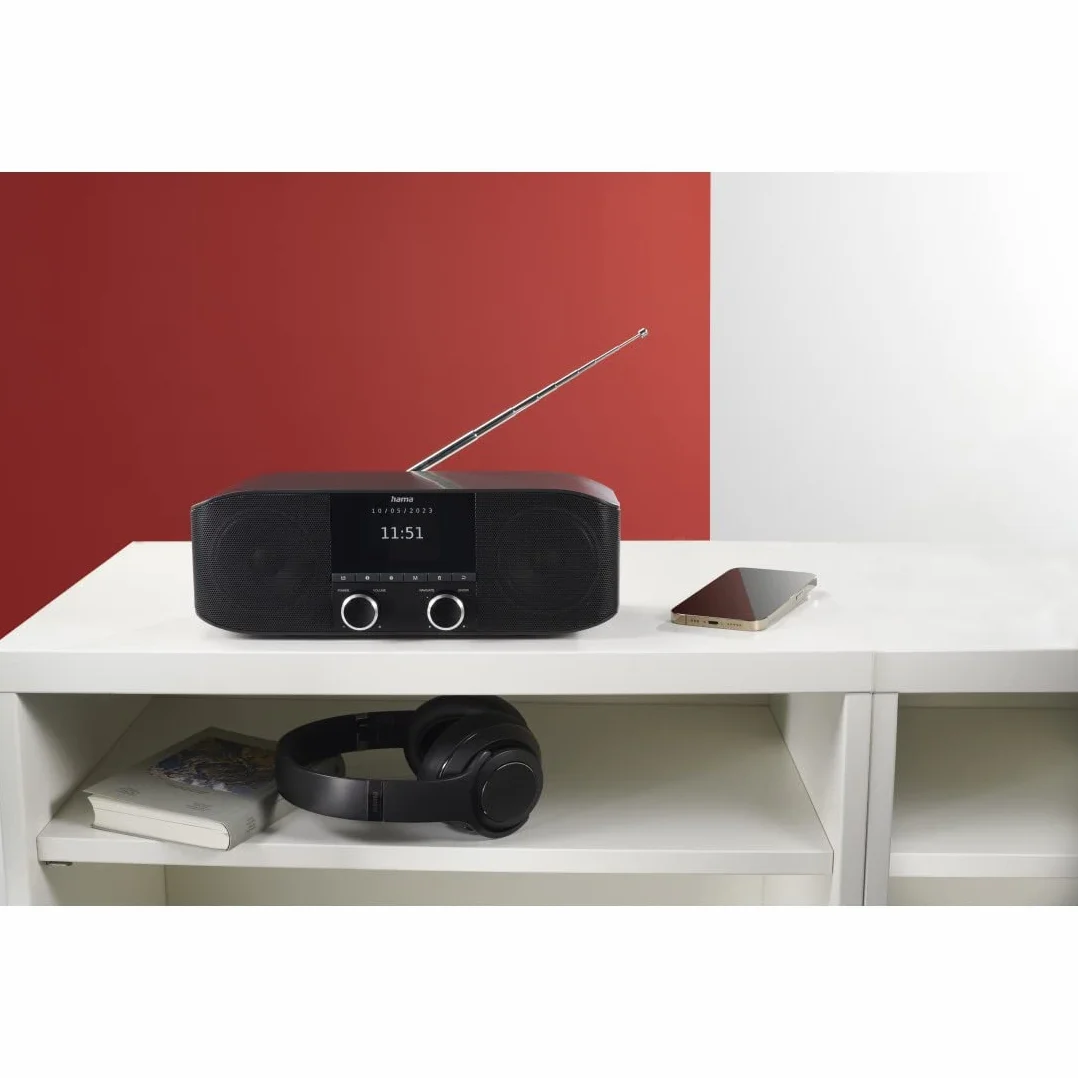 Hama DAB Plus Radio Kuchenne Bluetooth DR1410BT Cyfrowe Stereo Budzik AUX 3,5 mm FM Kolorowy Wyświetlacz Czarny
