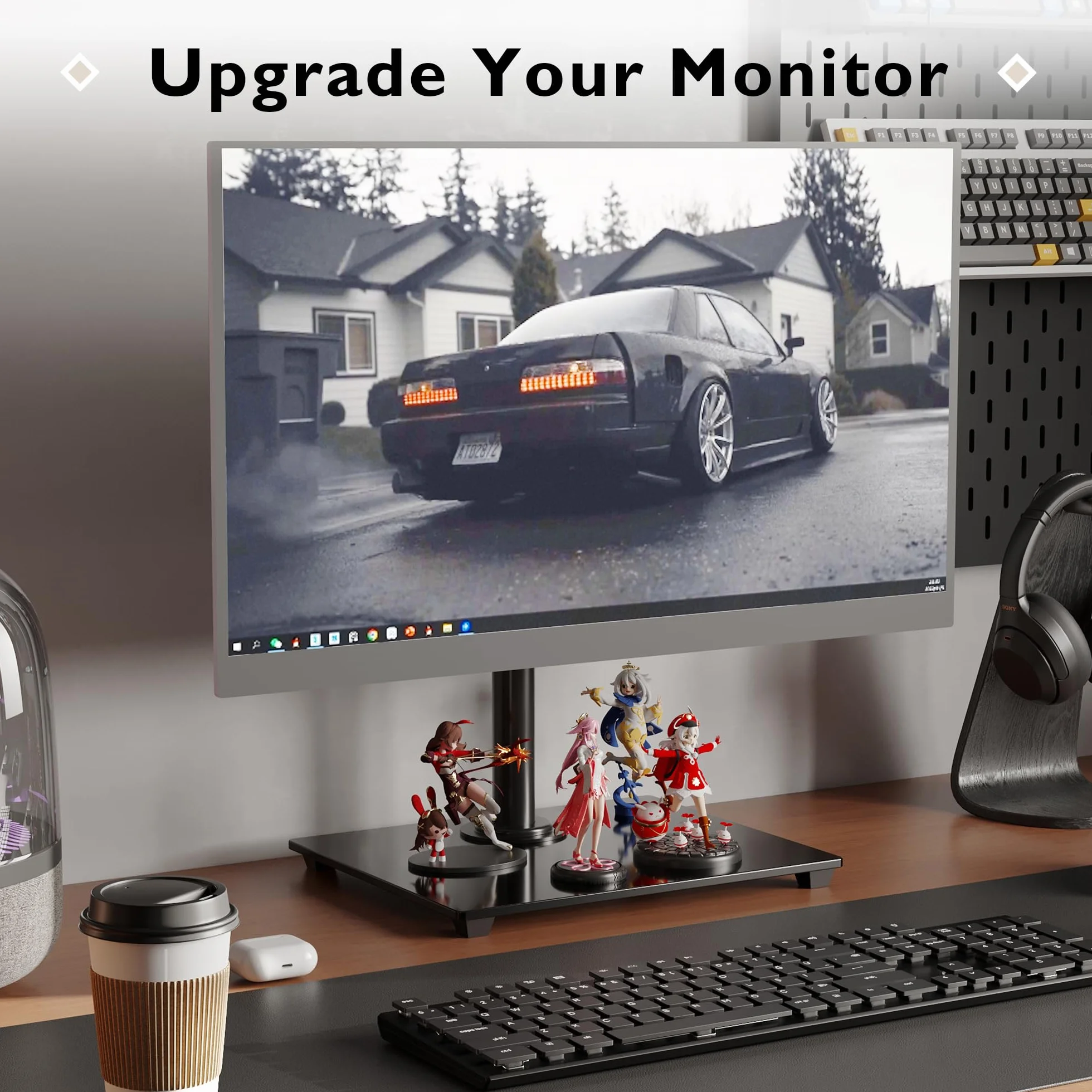 BONTEC Uchwyt na Monitor 13-32" Curved/Flat, VESA 75x75/100x100mm, Regulacja Pochylenia ±75°, Obrót 360°, Do 10 kg