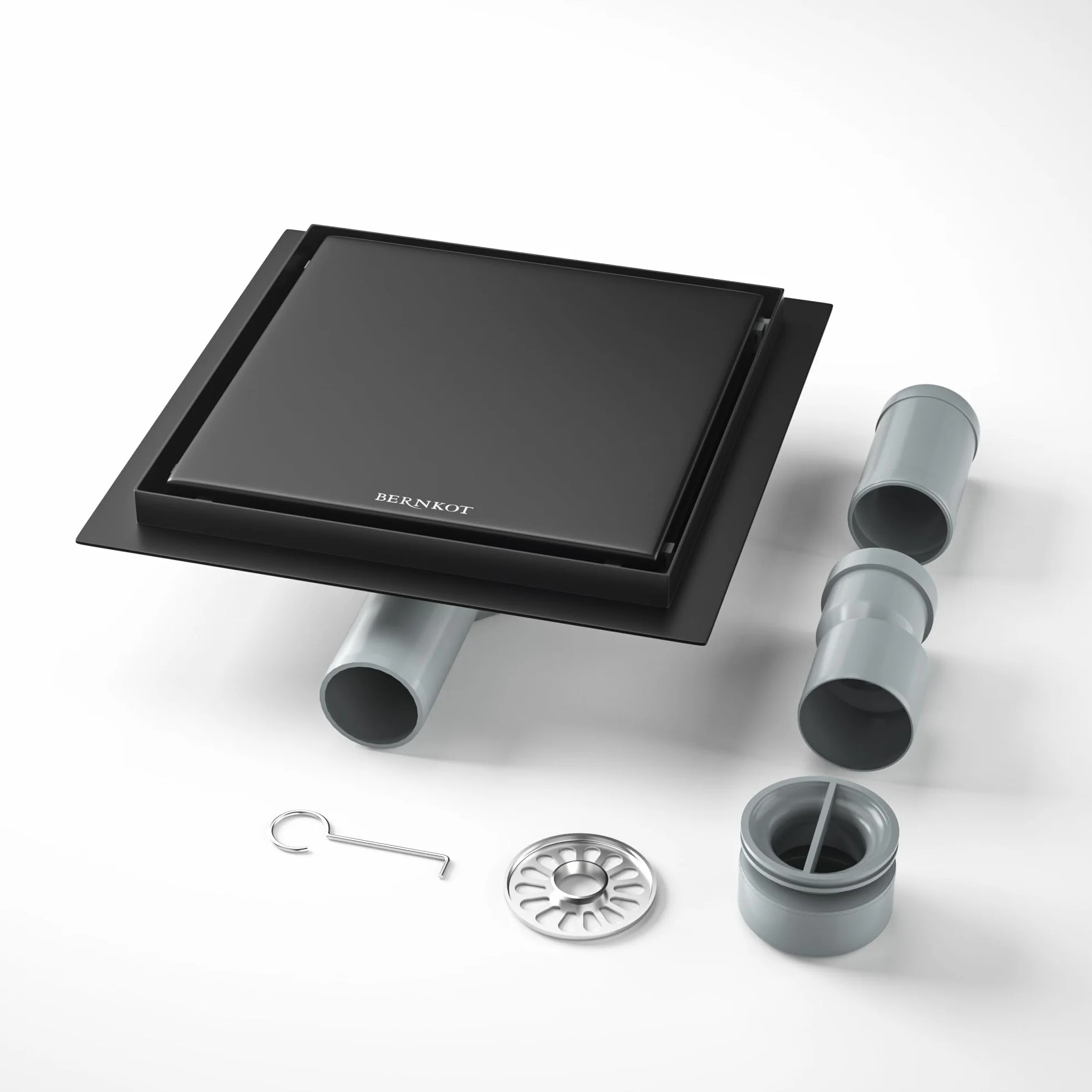 Odpływ podłogowy prysznic ze stali nierdzewnej, 20 x 20 cm, rynna prysznicowa Duadratic, z syfonem 360° i filtrem do włosów 2 w 1, odpływ prysznicowy z możliwością kafelkowania, płaska rynna