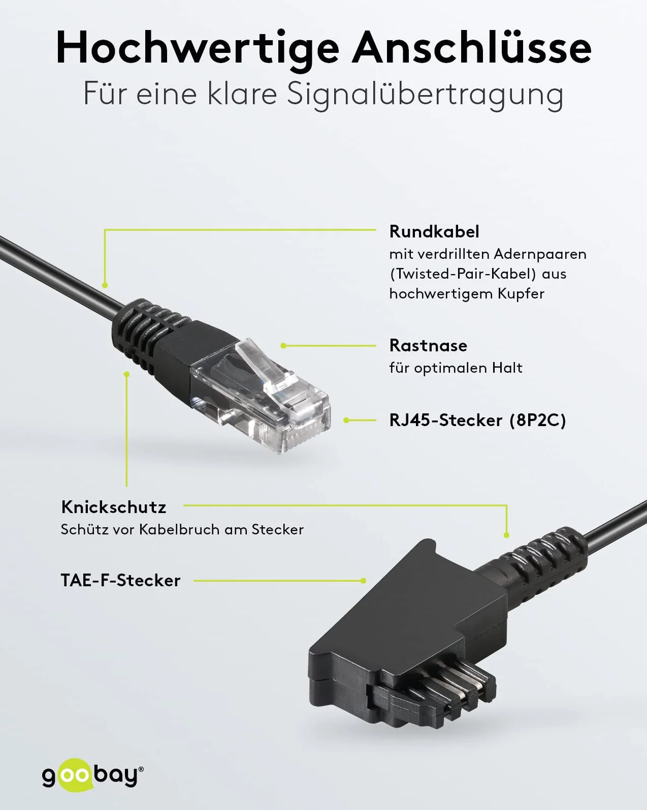 Goobay kabel TAE-F DSL VDSL 3 m czarny