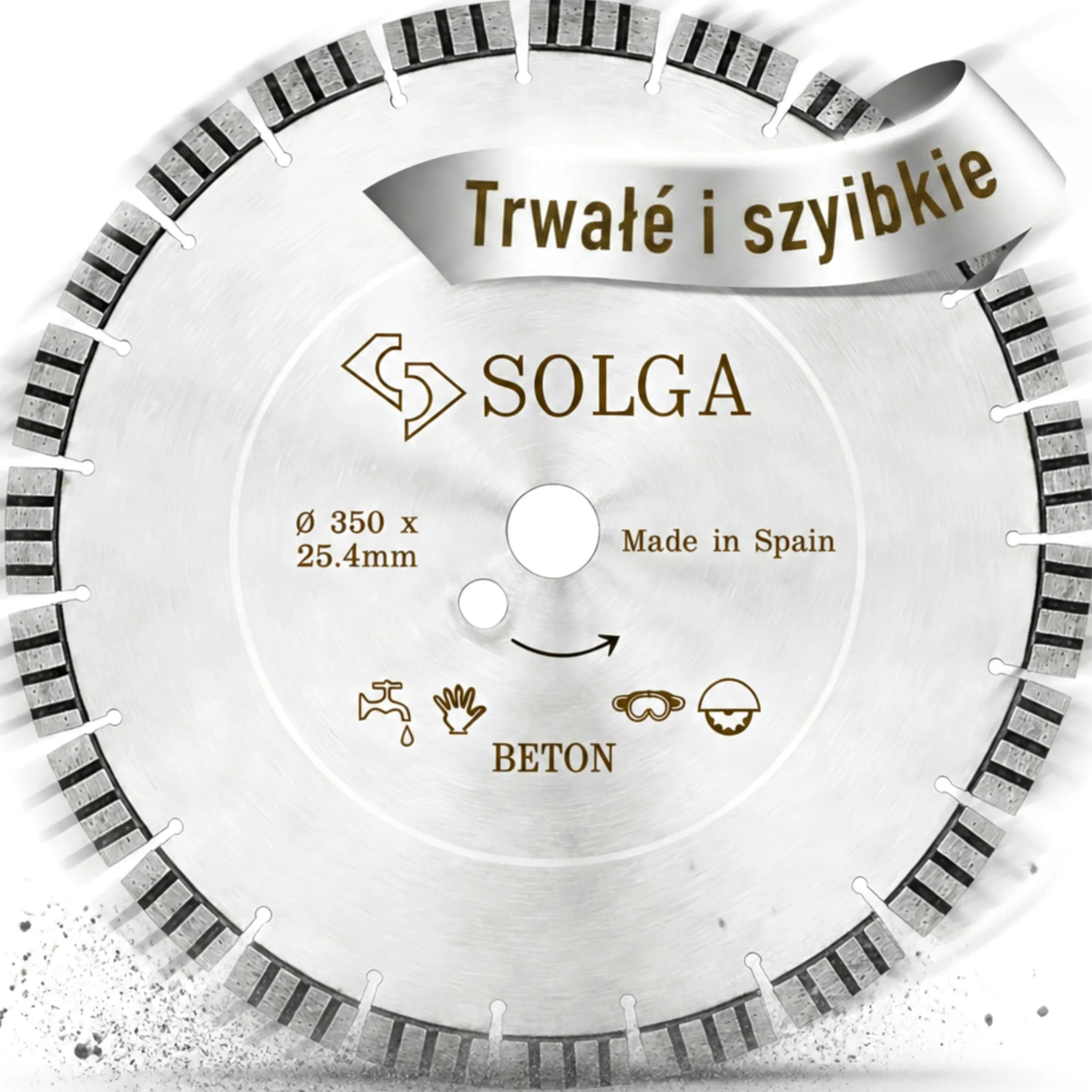 SOLGA DIAMANT Tarcza tnąca 350 mm TURBO, tarcza tnąca 350 mm, diamentowa tarcza tnąca do betonu zbrojonego, betonu, cegły, kamienia, betonu komórkowego, granitu, brzeszczot piły benzynowej,