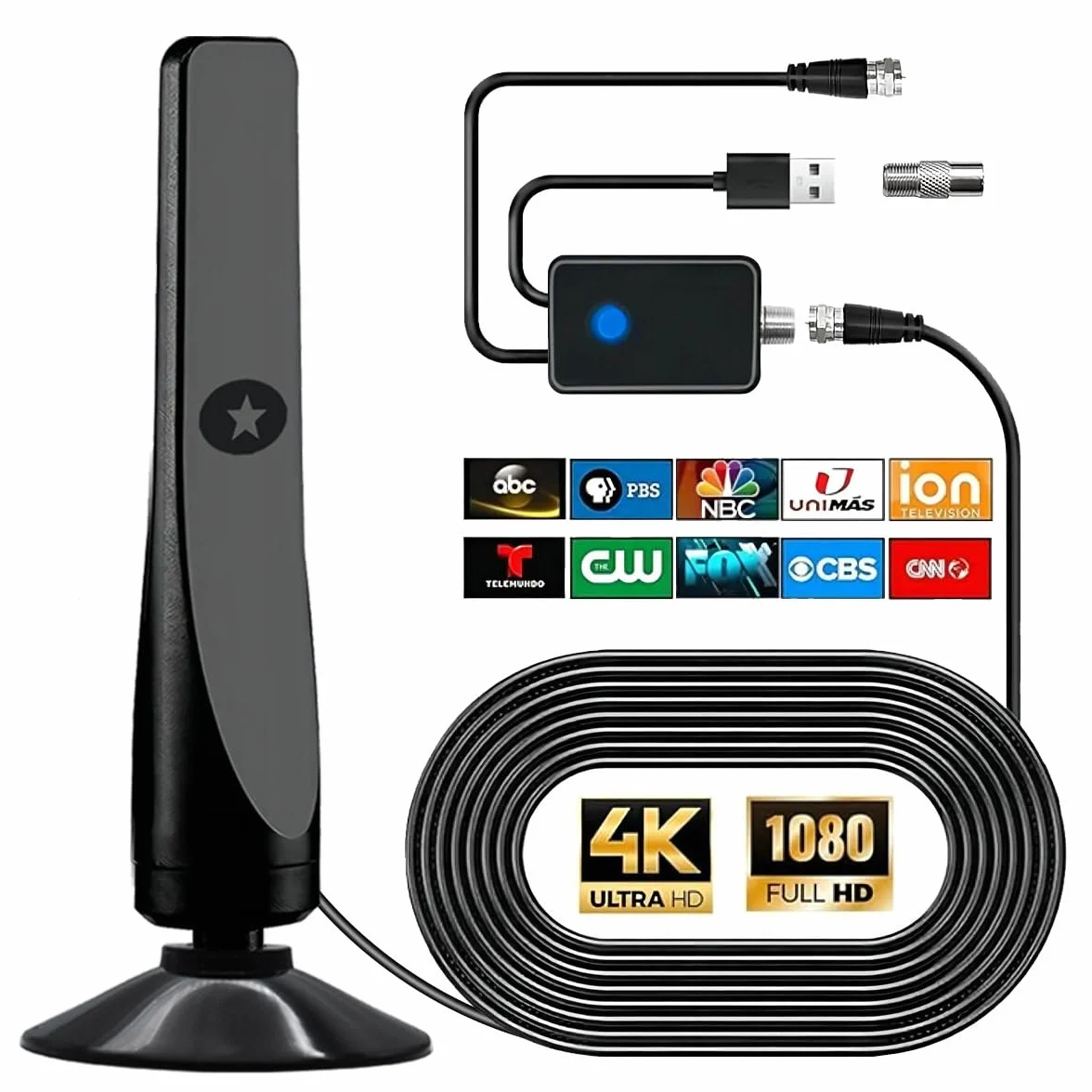 Cyfrowa antena telewizyjna HDTV 4K 1080P DVB-T2 VHF UHF 80,5 km 360°
