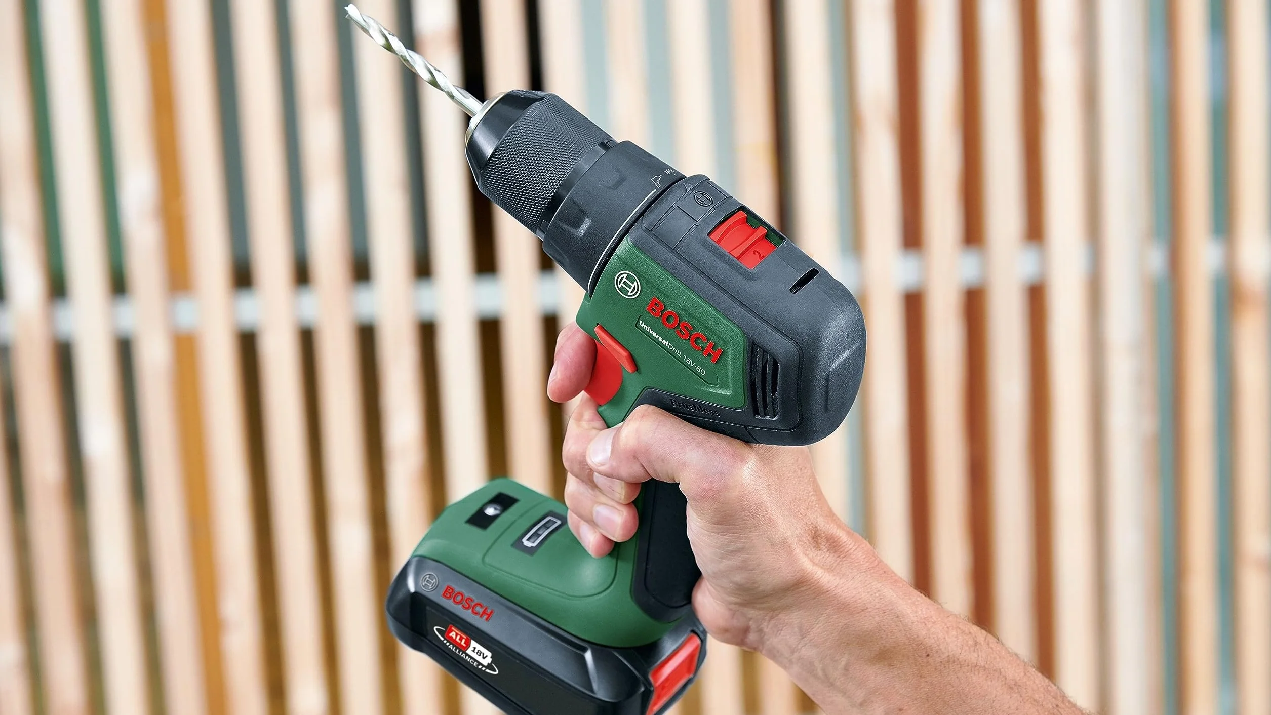 Bosch Home and Garden Universaldrill 18V-60 Wiertarka Akumulatorowa, Zielony/Czarny, 18 V