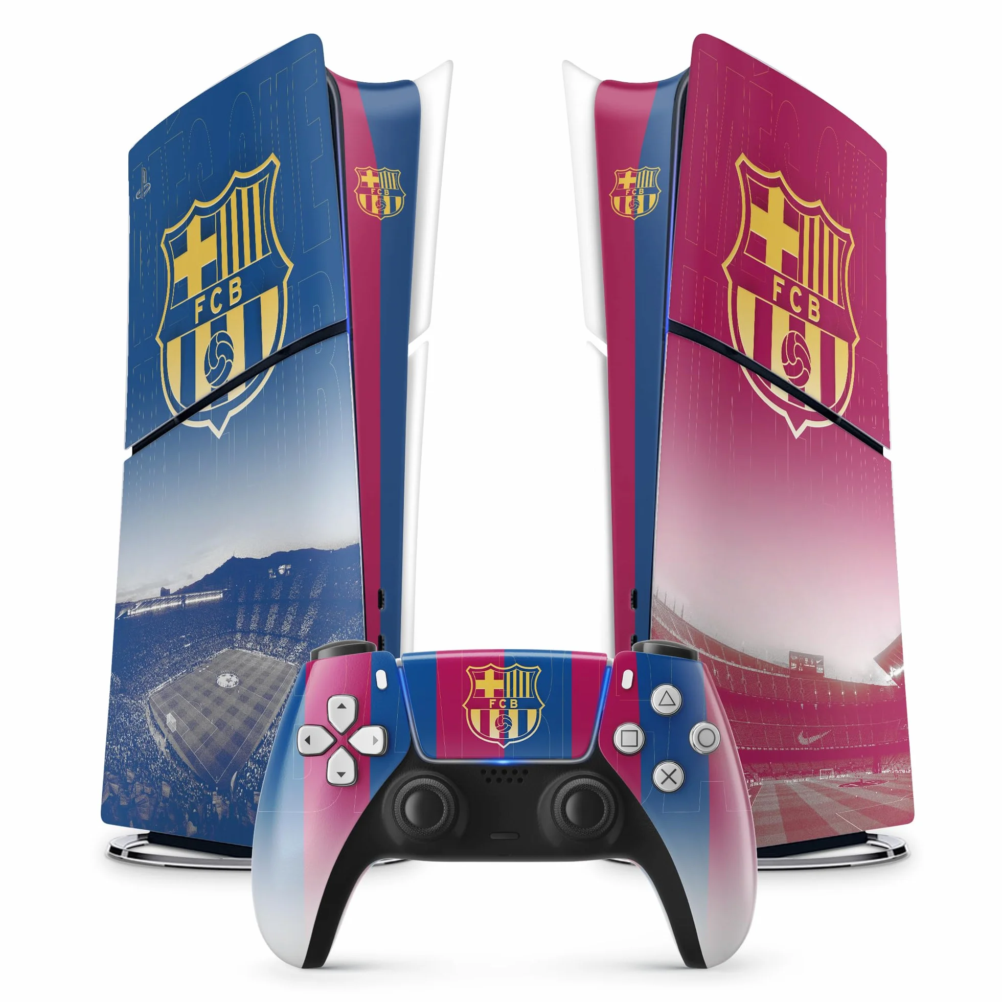 Naklejka PS 5 Foot na Konsolę i Kontroler, Slim Digital Edition, Skin Barcelona (1 Kontroler)