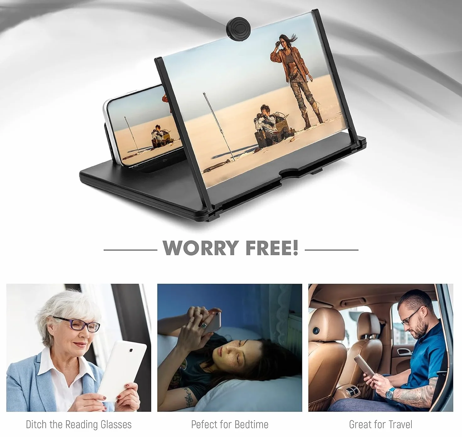 Lupa powiększająca do telefonu 14 cali 3D HD składana czarna