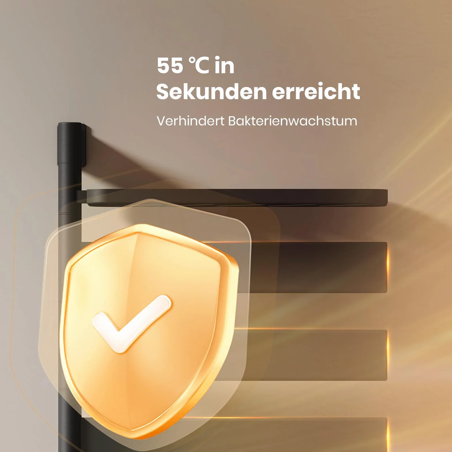 EMKE Elektryczny grzejnik na ręczniki, obrót o 180°, grzejnik łazienkowy, z regałem magazynowym, WiFi Smart, elektryczna suszarka na ręczniki, wieszak na ręczniki, czarny, 120 W