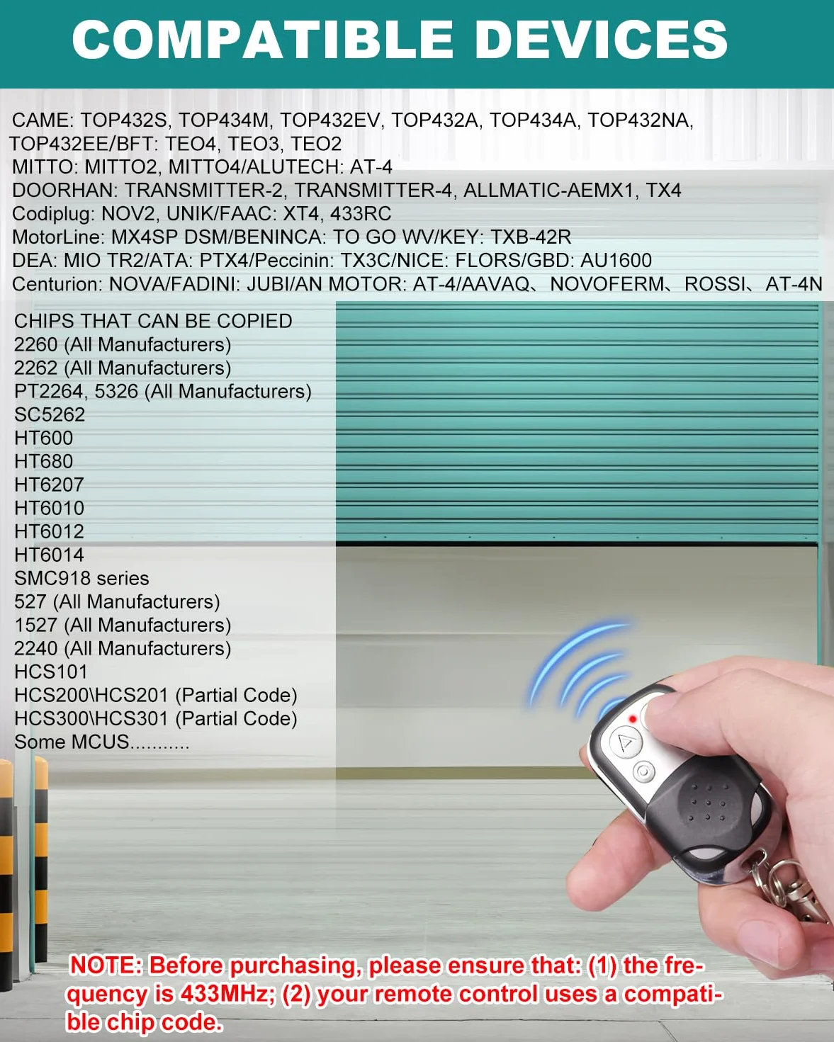 Uniwersalny automatyczny pilot do bramy, pilot zdalnego sterowania do drzwi garażowych, 3 szt