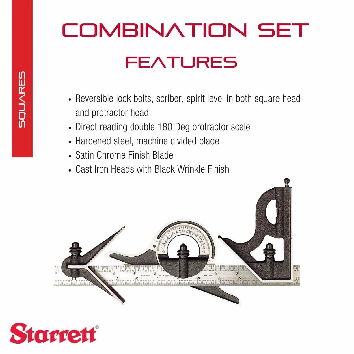 Starrett 435M-300 Kątownik, Czarny/Srebrny, 300mm