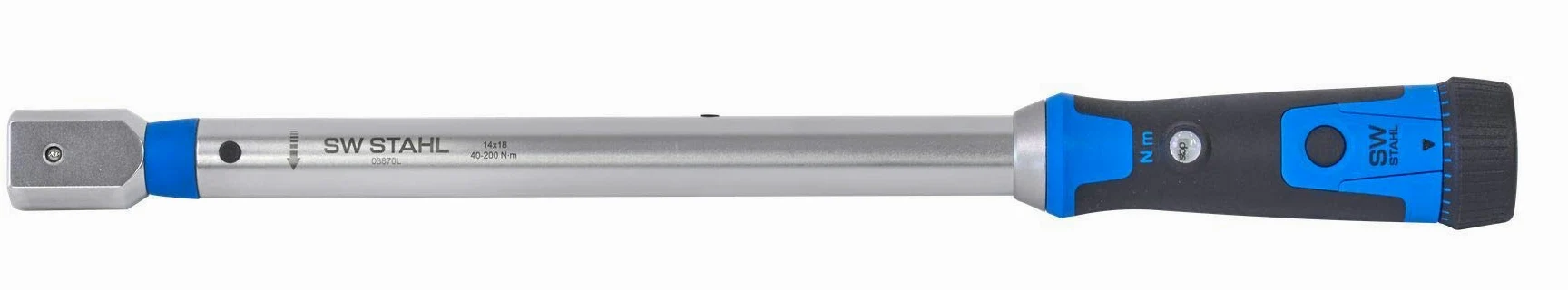 SW-Stahl 03870L Profesjonalny Klucz Dynamometryczny 40-200 Nm - 14 x 18 mm | Narzędzie do wymiany kół i opon z certyfikatem kalibracji, blokadą i dokładnością 4%, idealne do warsztatu.