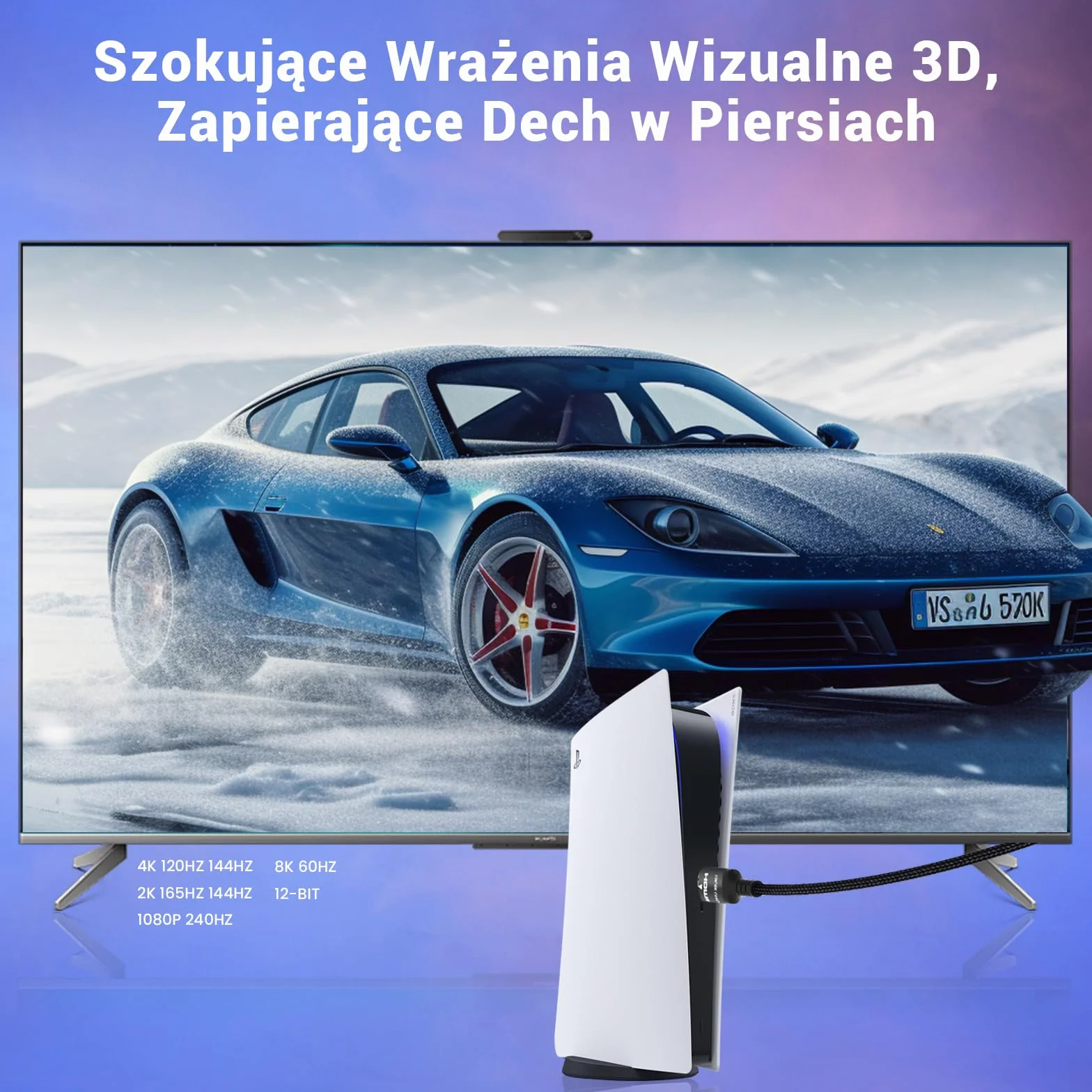 Etseinri 10K 8K 4K Kabel HDMI 2.1 2M, Certyfikowany 48Gbps Ultra Wysokiej Prędkości Kabel HDMI® 4K 240Hz 165Hz 120Hz 8K 60Hz 10K Przewód HDMI HDCP 2.3 Dolby Atmos eARC HDR10+ TV PC Monitor Projektor