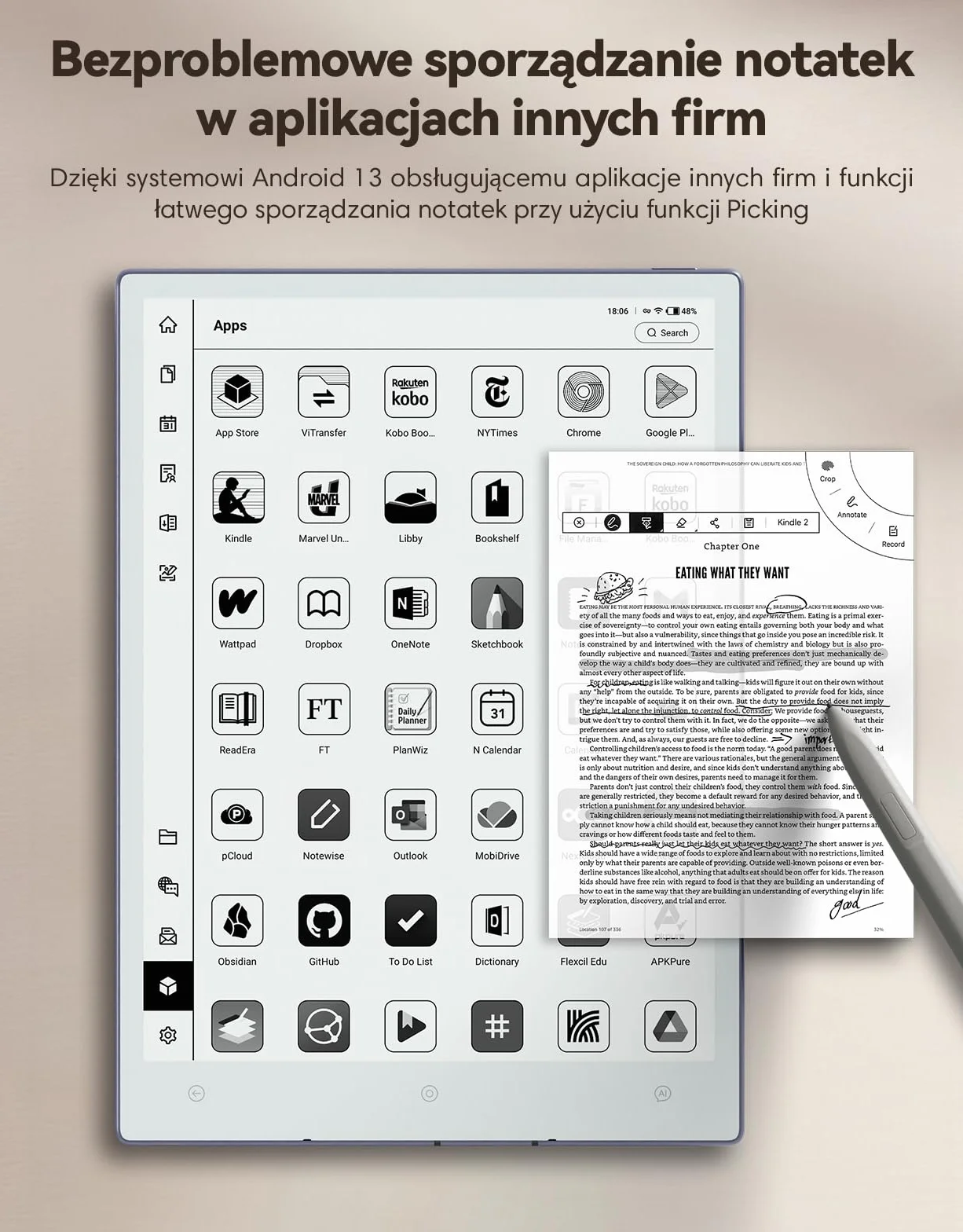 VIWOODS Carta 1300 AI E Ink Tablet 10.65'' 300PPI Elektroniczny Notatnik z Długopisem
