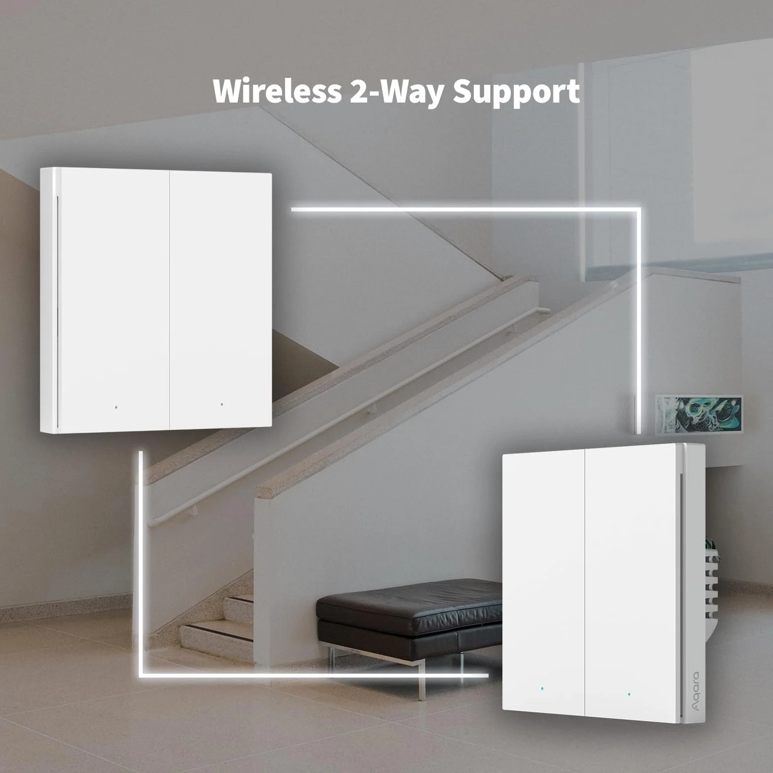 Aqara Inteligentny Przełącznik ścienny H1 (bez przewodu nautralnego, z podwójnym przełącznikiem), Wymaga Zigbee 3.0, HUB OD AQARA, Kompatybilny z HomeKit, Alexa, Asystent Google, IFTTT
