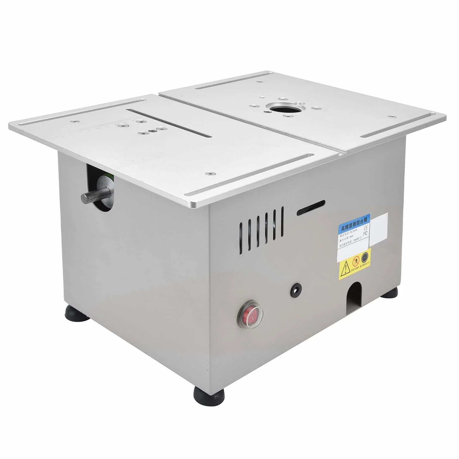 ViaGasaFamido Mini Piła Stołowa Elektryczna Przenośna Piła Stołowa o Mocy 96 W z linijką z możliwością Regulacji Kąta 0–90° i skalą laserową do Cięcia, (Norma europejska 110 V-240 V)