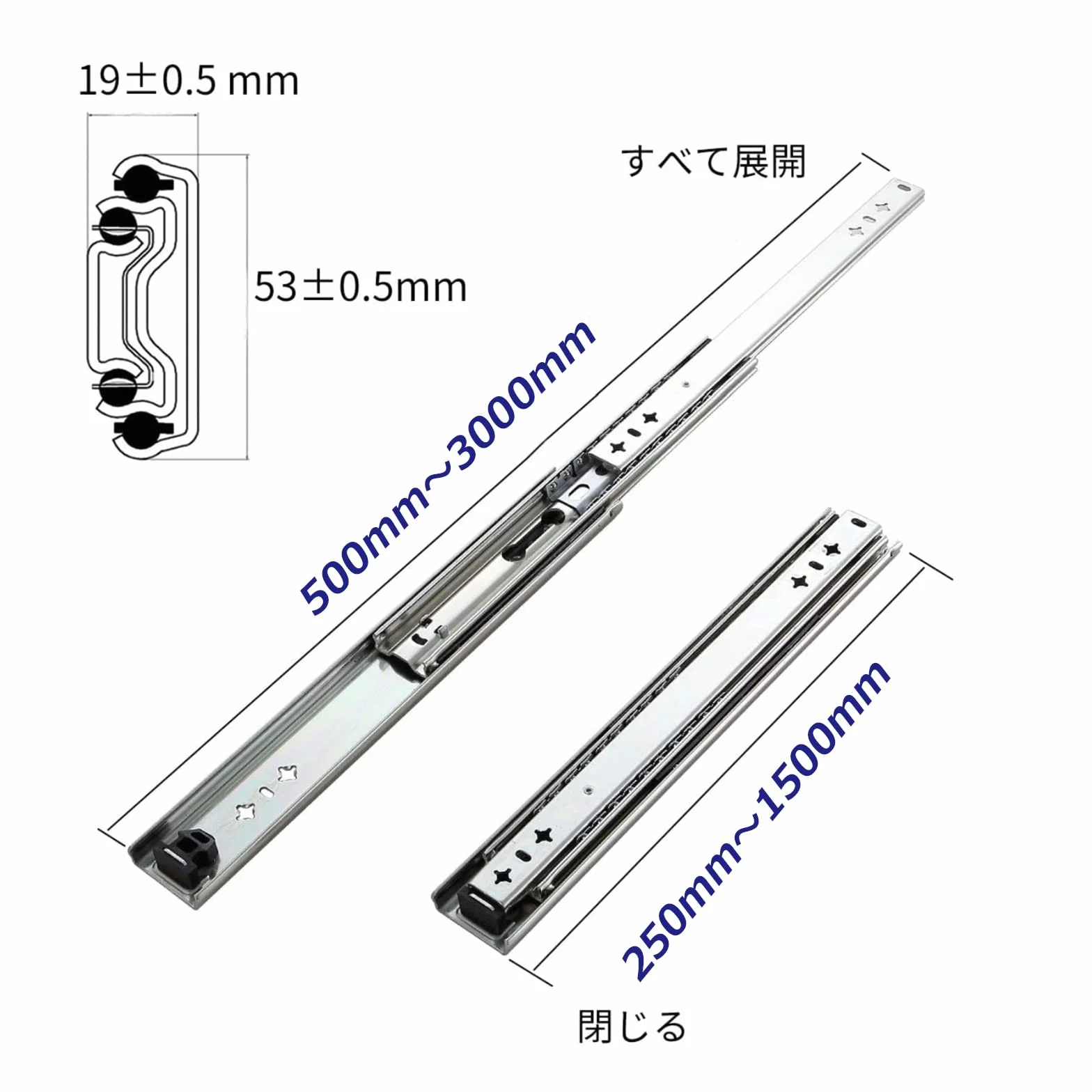 Wytrzymałe prowadnice przemysłowe 36 cali Ra - 400-1500 mm prowadnice boczne o nośności 140 kg, zdejmowany mechanizm przesuwny, idealny do ciężkich napraw