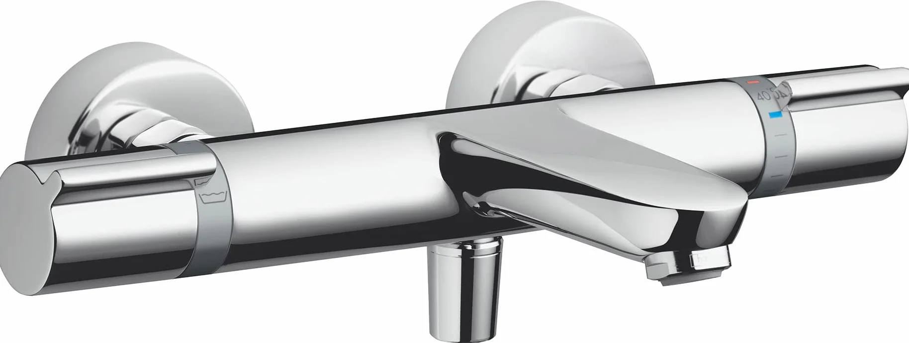 hansgrohe Versostat² - bateria termostatyczna wannowa natynkowy, armatura wannowa z zabezpieczeniem przy 40 °C, thermostat, kran do 2 odbiorników, chrom, 15348000