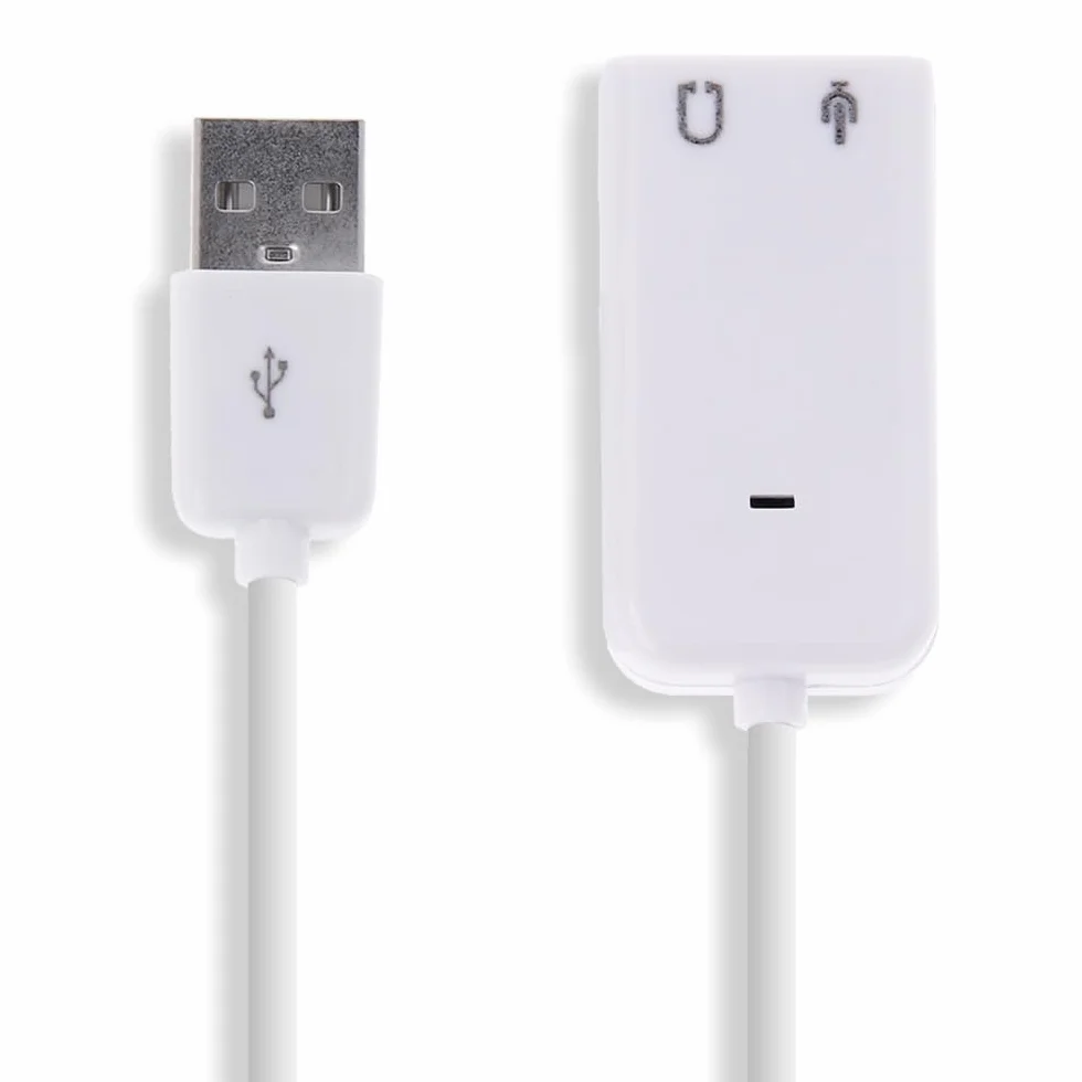 Adapter karty dźwiękowej audio USB 2.0 do PC z jack 3,5 mm, biały