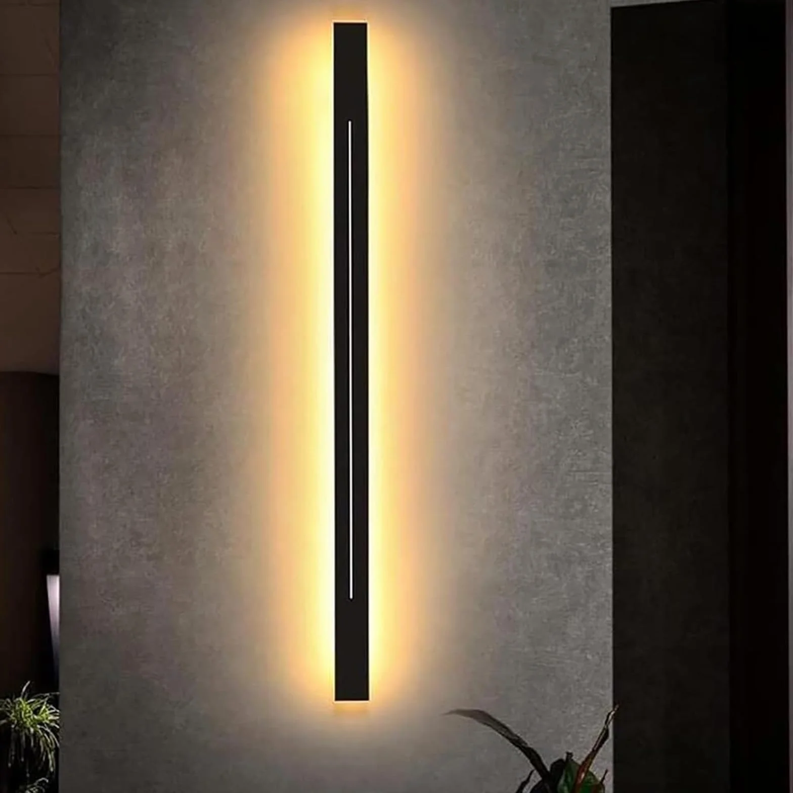 LED Kinkiety ścienne nowoczesne minimalistyczne długie kinkiety metalowe akrylowe wewnętrzne oświetlenie do sypialni nocnej salonu schody korytarz (czarny neutralny światło, 180 cm)