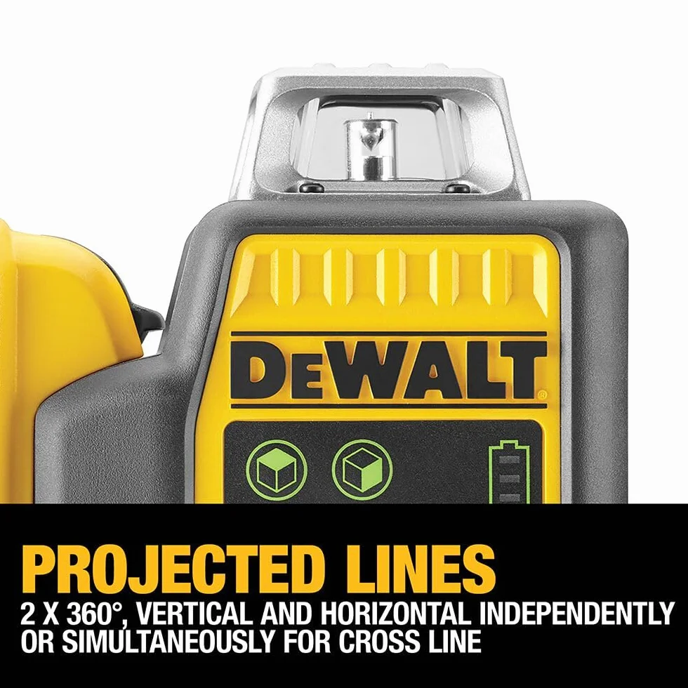 Dewalt 10,8 V, 2 x 360°, zielony DCE0811D1G (samopoziomujący, poziomy i pionowy, w zestawie akumulator XR 10,8 V/2 Ah, ładowarka, uchwyt ścienny, tablica celownicza, okulary laserowe, walizka) 1