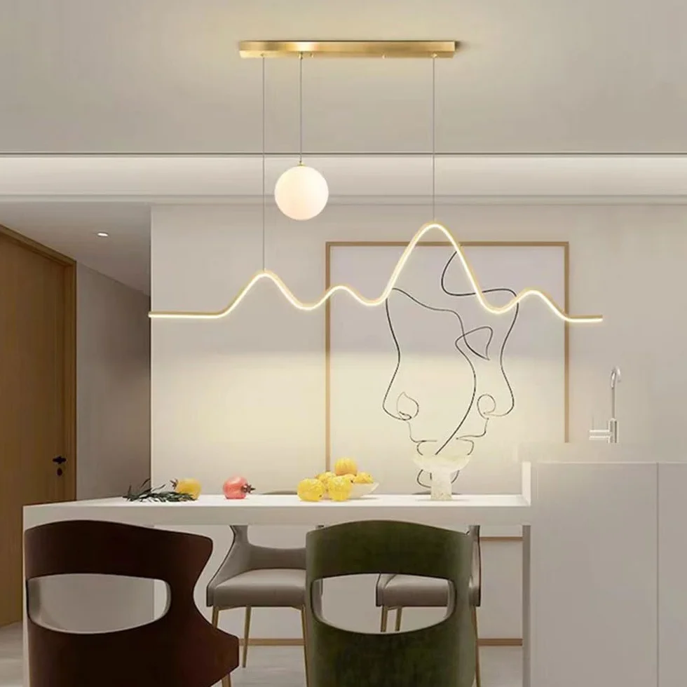 Nordic Lampa wisząca LED Liniowy żyrandol Oprawa aluminiowa Oświetlenie 3000-6000 K Lampa wisząca Kreatywny wystrój domu Możliwość przyciemniania Nowoczesne oświetlenie wewnętrzne