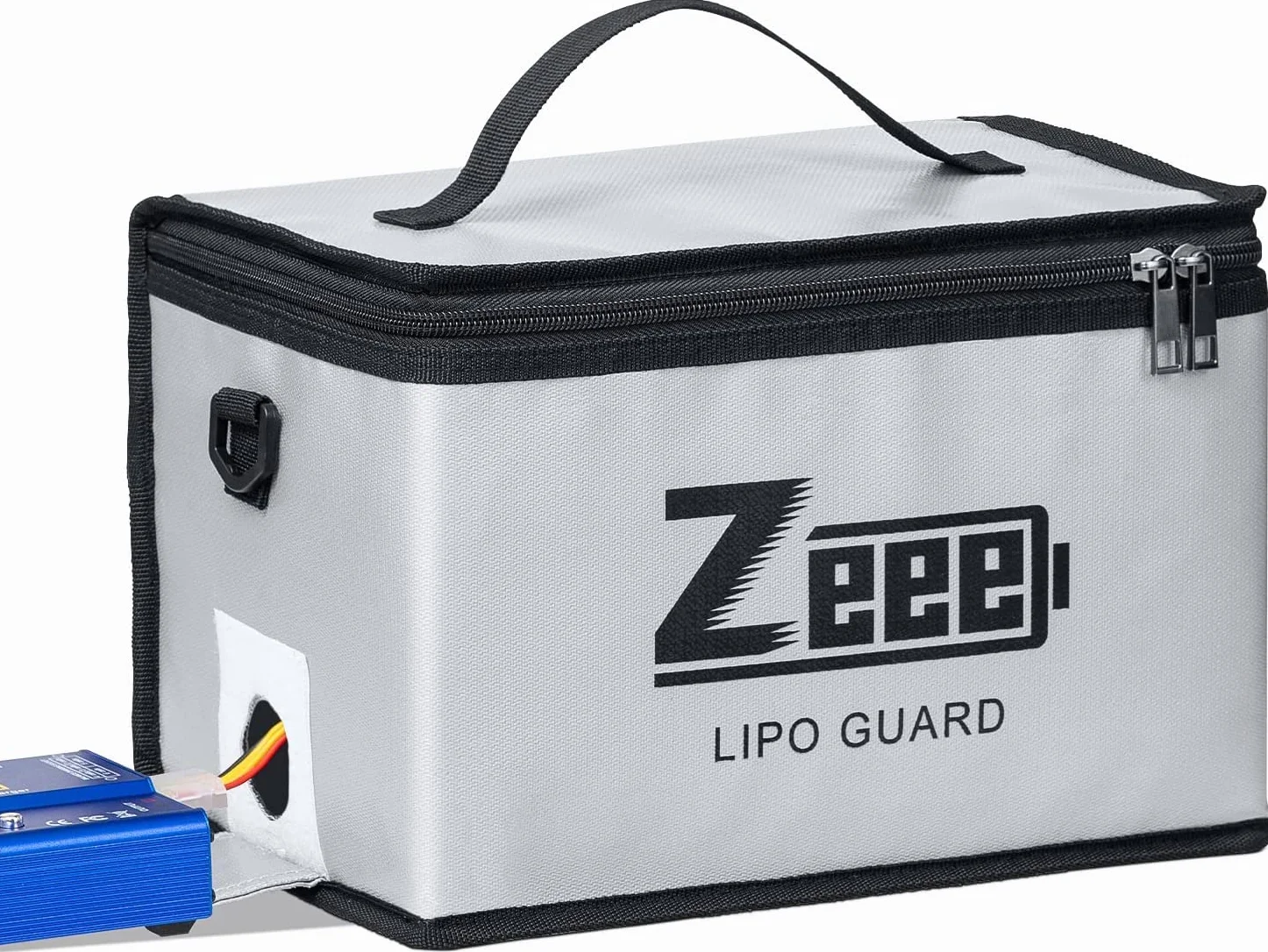 Zeee Lipo Bezpieczna torba ognioodporna do przechowywania baterii, 10 schowków, 10,6 x 6,7 x 6,7 cala