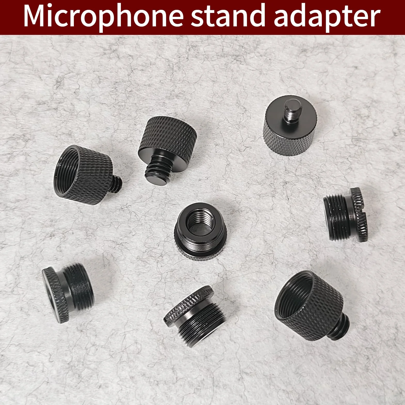 8 sztuk adapterów gwintowych, adapter do śruby statywu 5/8" na 3/8", 3/8" na 5/8", 5/8" na 1/4", 1/4" na 5/8", adapter do mikrofonu, zestaw adapterów gwintowych do statywów kamer i głośników