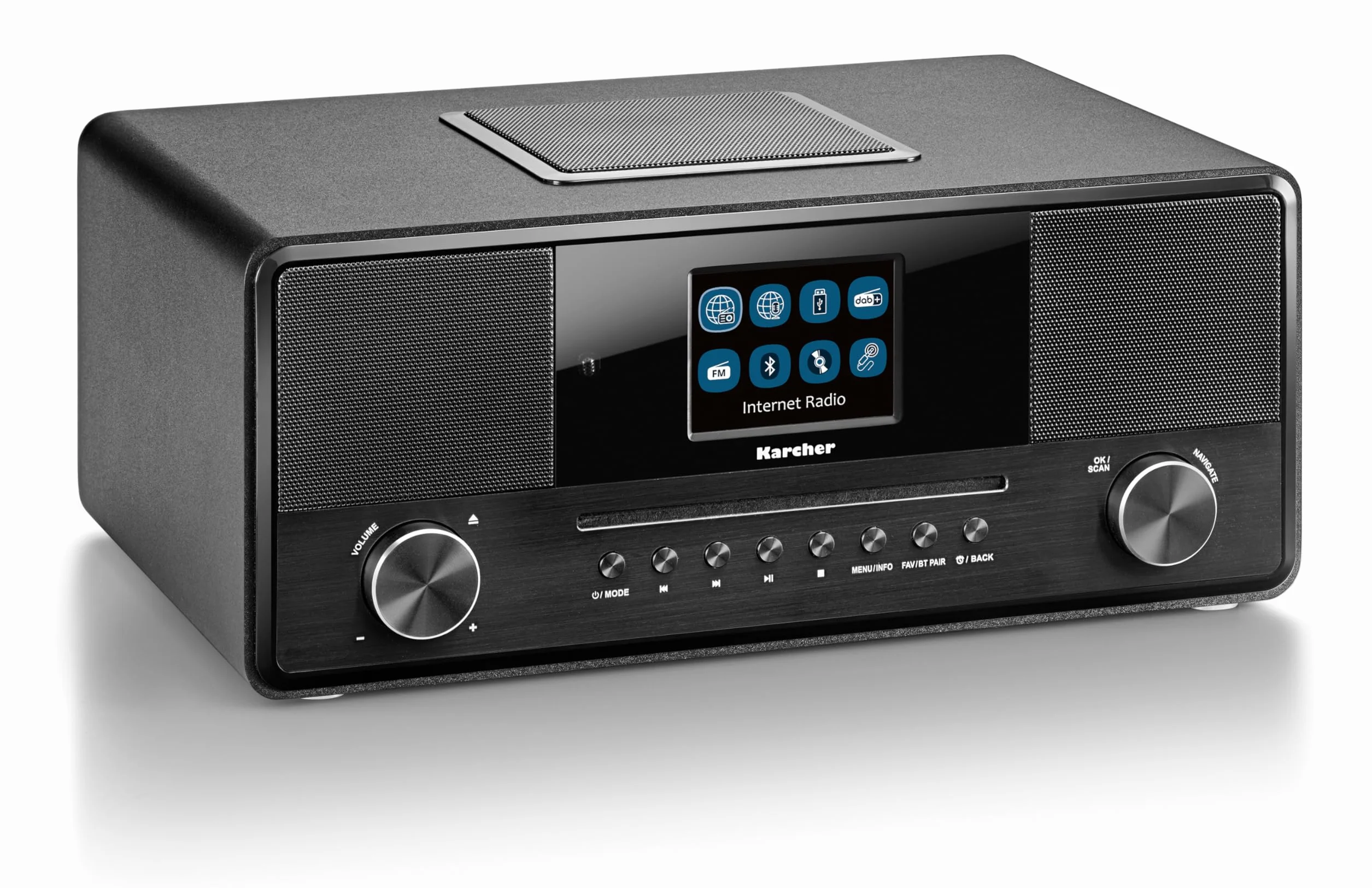 Karcher DAB 9000CDi radio internetowe z odtwarzaczem CD DAB+ UKW-RDS Wi-Fi Bluetooth USB AUX-IN budzik podwójny alarm subwoofer czarny