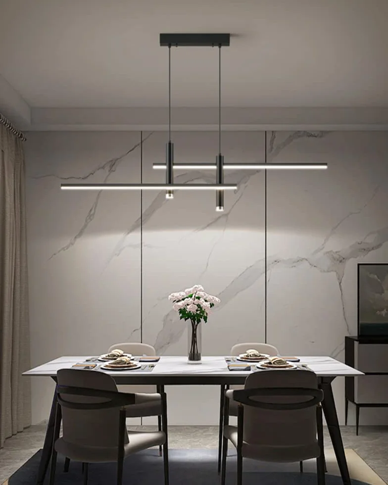 Nowoczesna lampa wisząca LED, aluminiowa, lampa wisząca, zdalne sterowanie, ściemniana, czarno-złota, z żyrandolem downlight, do salonu, sypialni, biura, jadalni, baru (czarna, dł. 90 cm)