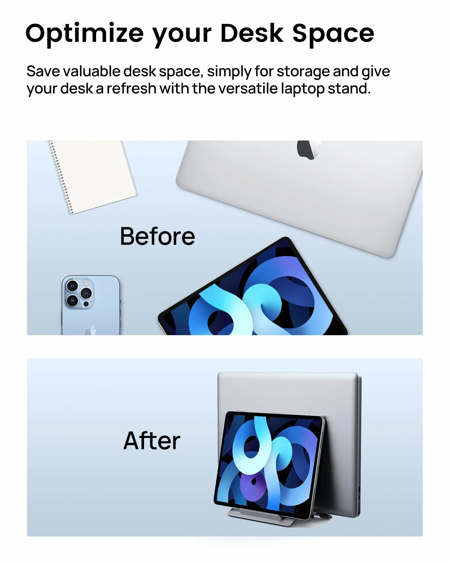 SODI Pionowy Stojak na Laptop z Automatyczną Blokadą Grawitacyjną, Aluminiowy Stojak do MacBooka i Laptopów