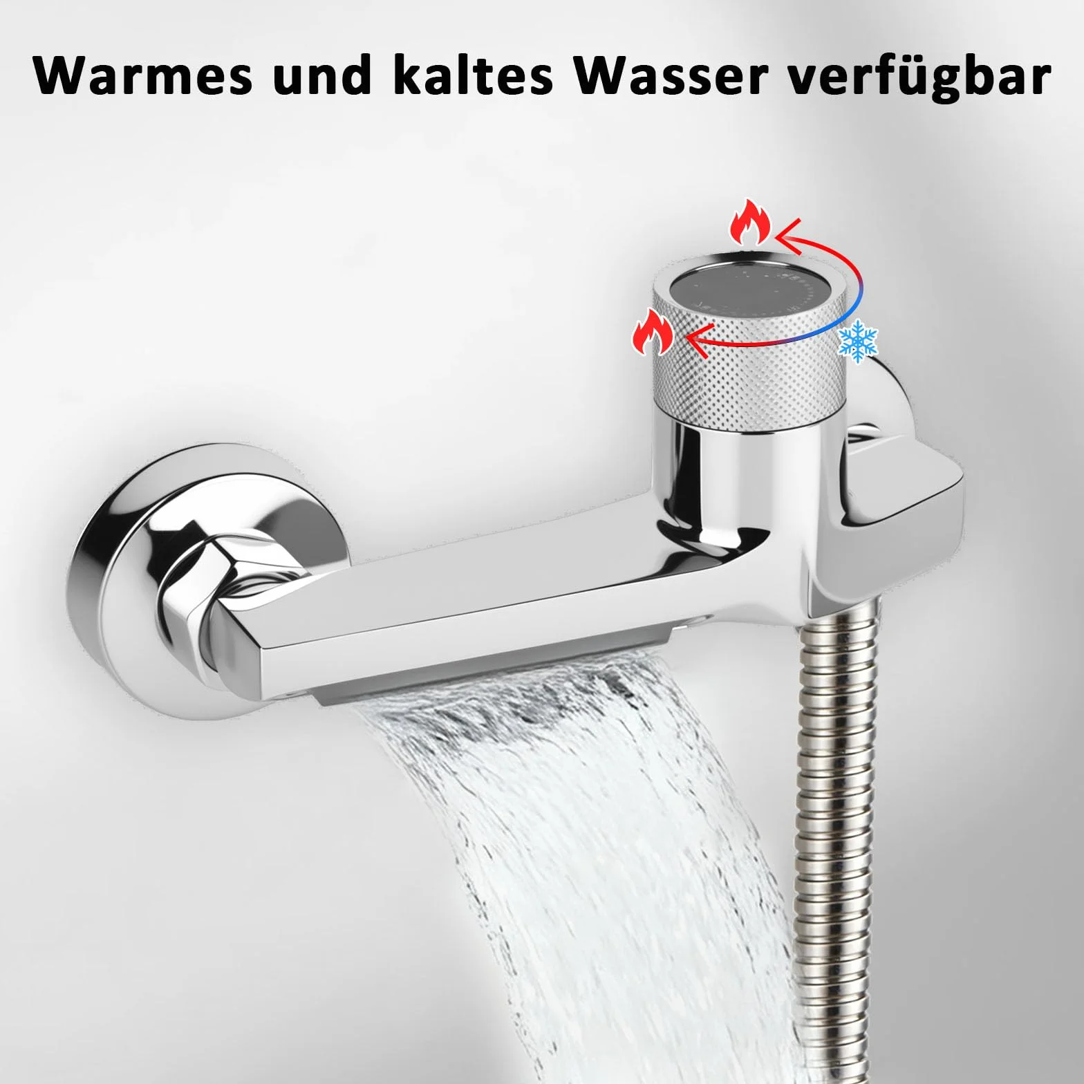 Bateria wannowa z termostatem, 2 wyloty, armatura prysznicowa z przyciskiem bezpieczeństwa, kran, wanna, bateria mieszakowa, prysznic ścienny, armatura wannowa do wanny i łazienki, chrom