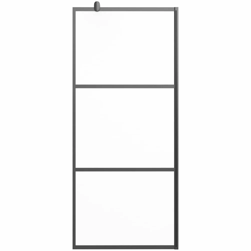 Ścianka prysznicowa Walk-in, 90 x 195 cm, matowe szkło ESG, czarna, aluminiowa rama, regulowana, ochrona przed pryskaniem, ścianka boczna łazienka, sanitarna z drążkiem podporowym i profilem do