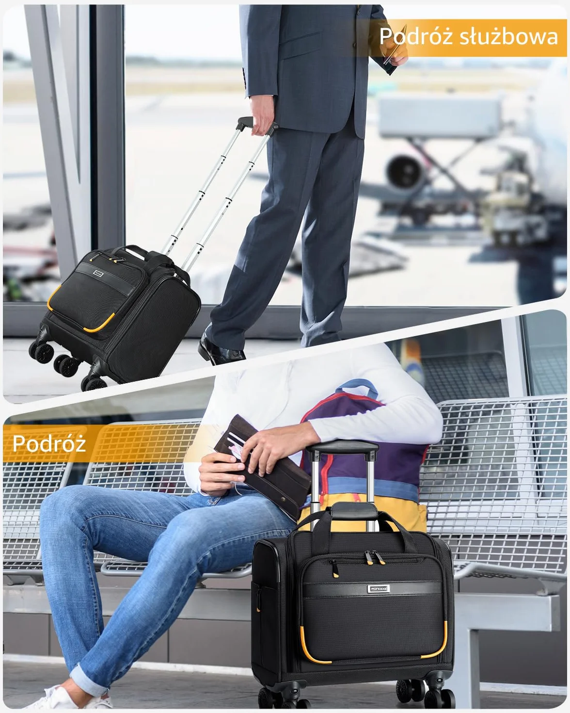 Torba na laptopa Business Trolley nylonowa wodoodporna czarny