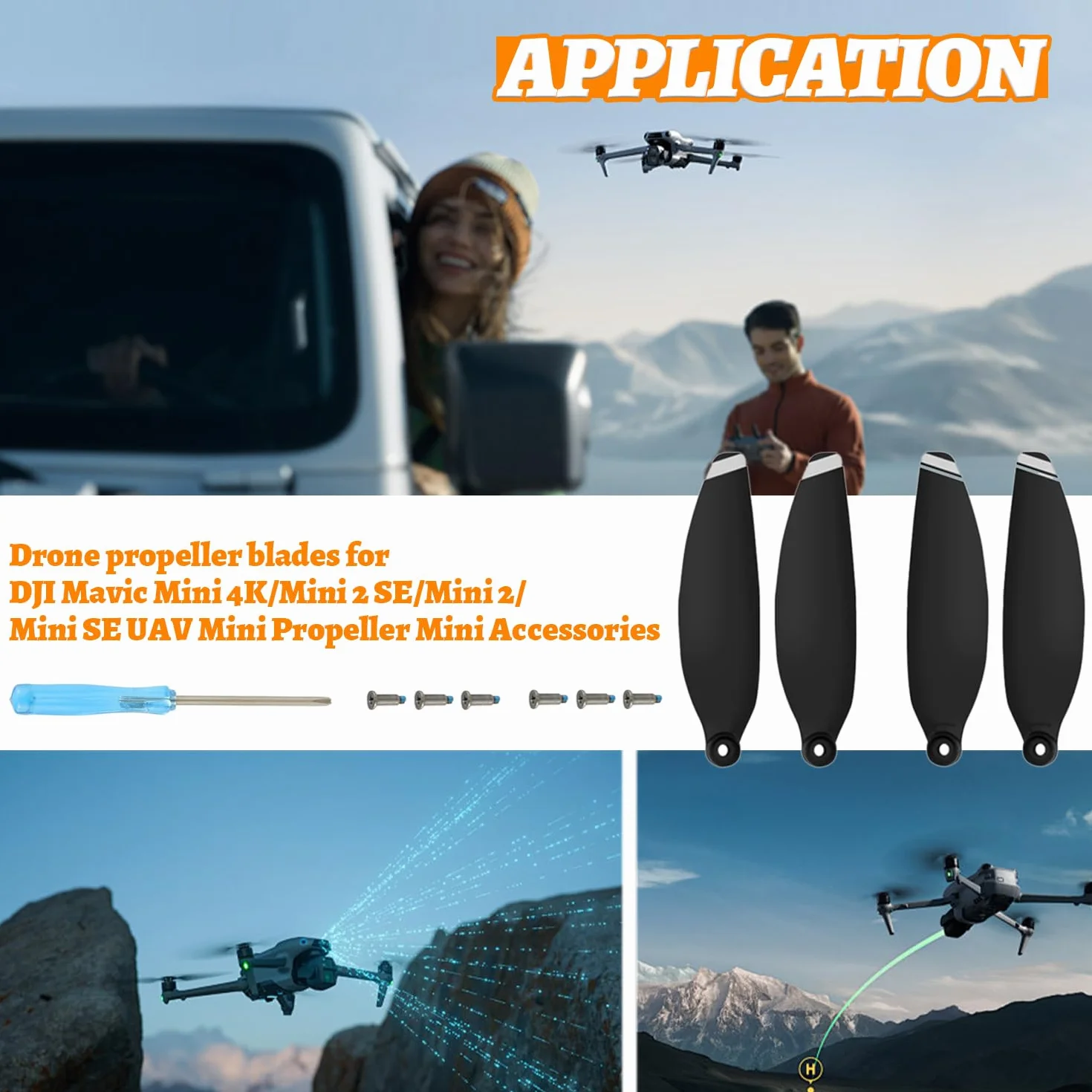 Śmigła do DJI Mini 4K, Mini 2/SE, zestaw 24 szt. z 3 śrubokrętami i 36 śrubami