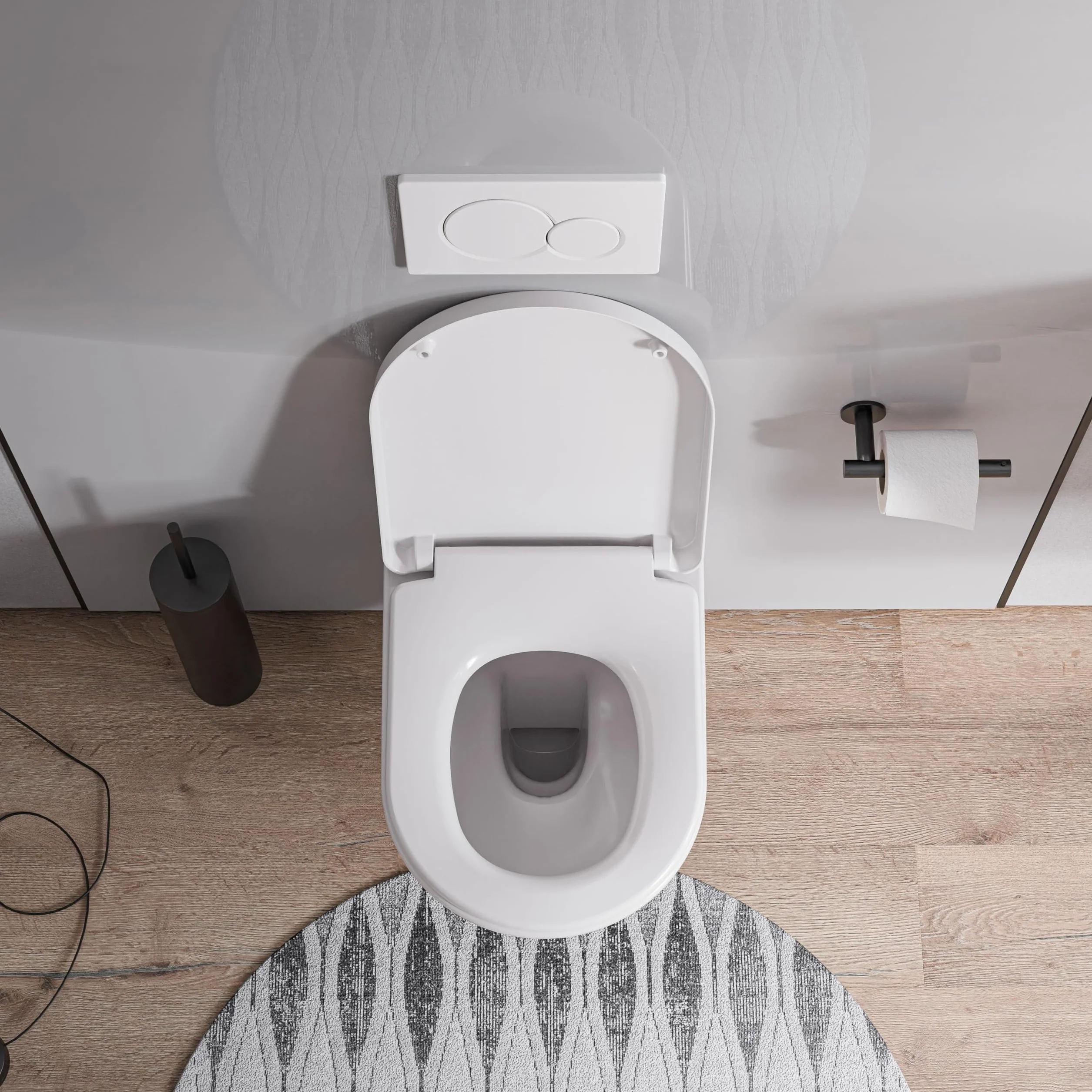 BERNSTEIN Design WC ¶cienne bez ko³nierza Zestaw WC wisz±ce z zdejmowan± pokryw± WC z automatycznym opuszczaniem Deska WC bez ko³nierza Viveo WC w kszta³cie D - WC bez ko³nierza Standardowa pokrywa