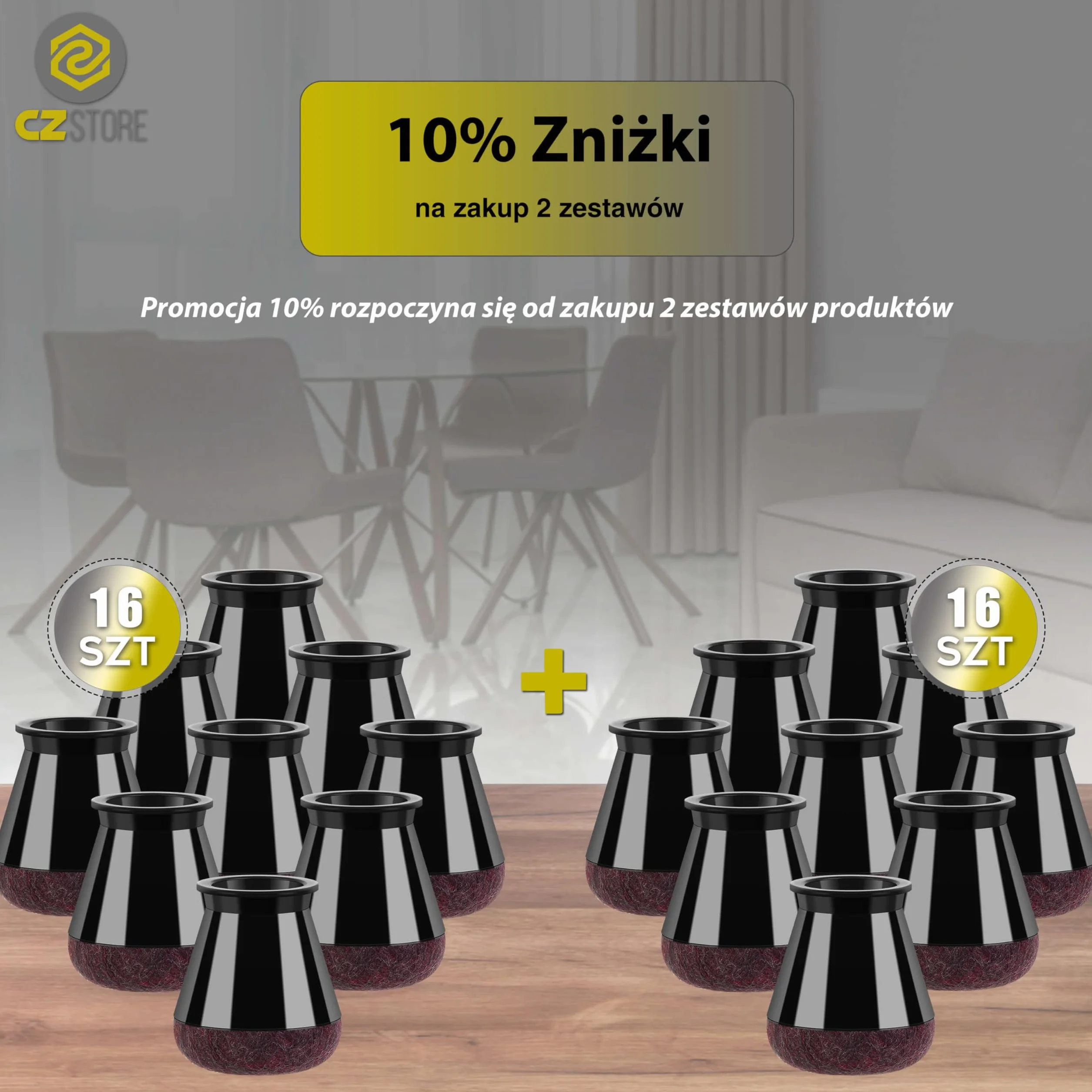 ✮Dożywotnia Gwarancja|Podkładki pod Nóżki Krzesła|16 sztuk|14-20MM|Podkładka Krzesła,Chroni podloge i zapewnia Ciszę i Słońce|Nakładka na krzesło, Gruby Filc Przeciw zadrapaniowy|Trwały Silikon,Czarny