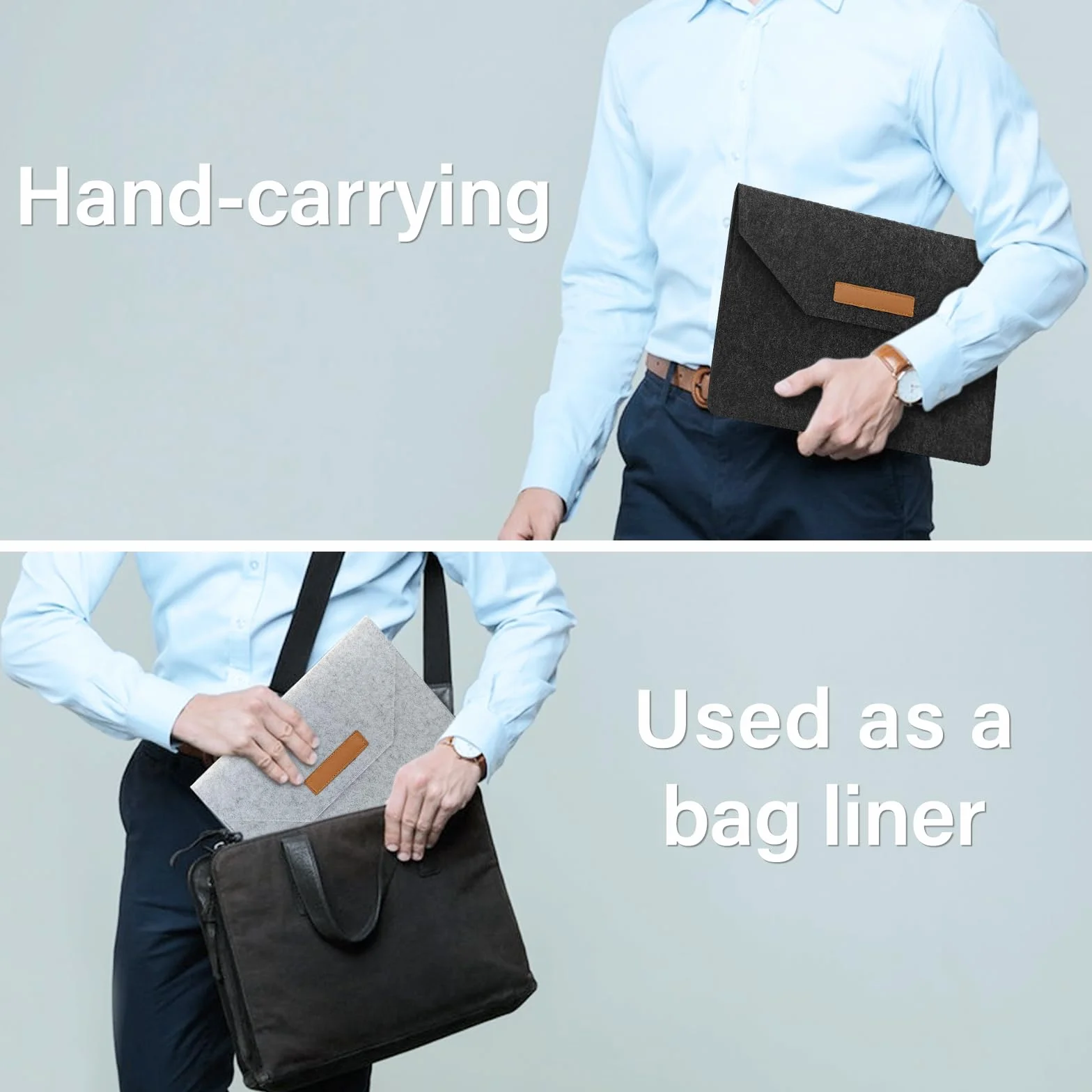 AfitLulu Filcowe etui na laptopa 13" ochronne na MacBook ultracienka torba na tablet czarne