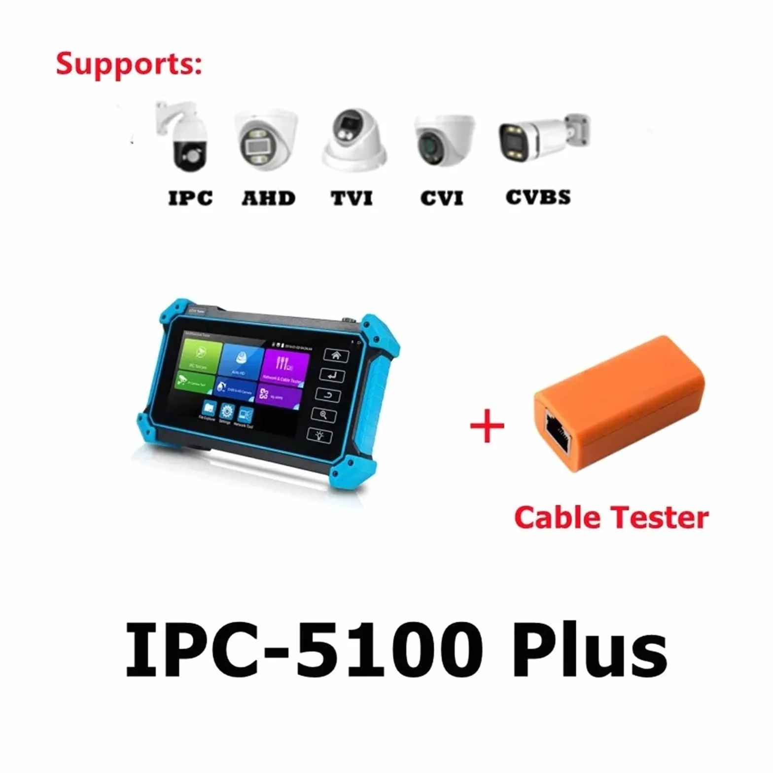 Tester CCTV, IPC5200C Tester monitora CCTV 4K | Z Tester kamery IP Analogowy tester monitoringu wideo CCTV IP PoE RJ45 Test kabla TDR do testowania kamer CCTV i IP.