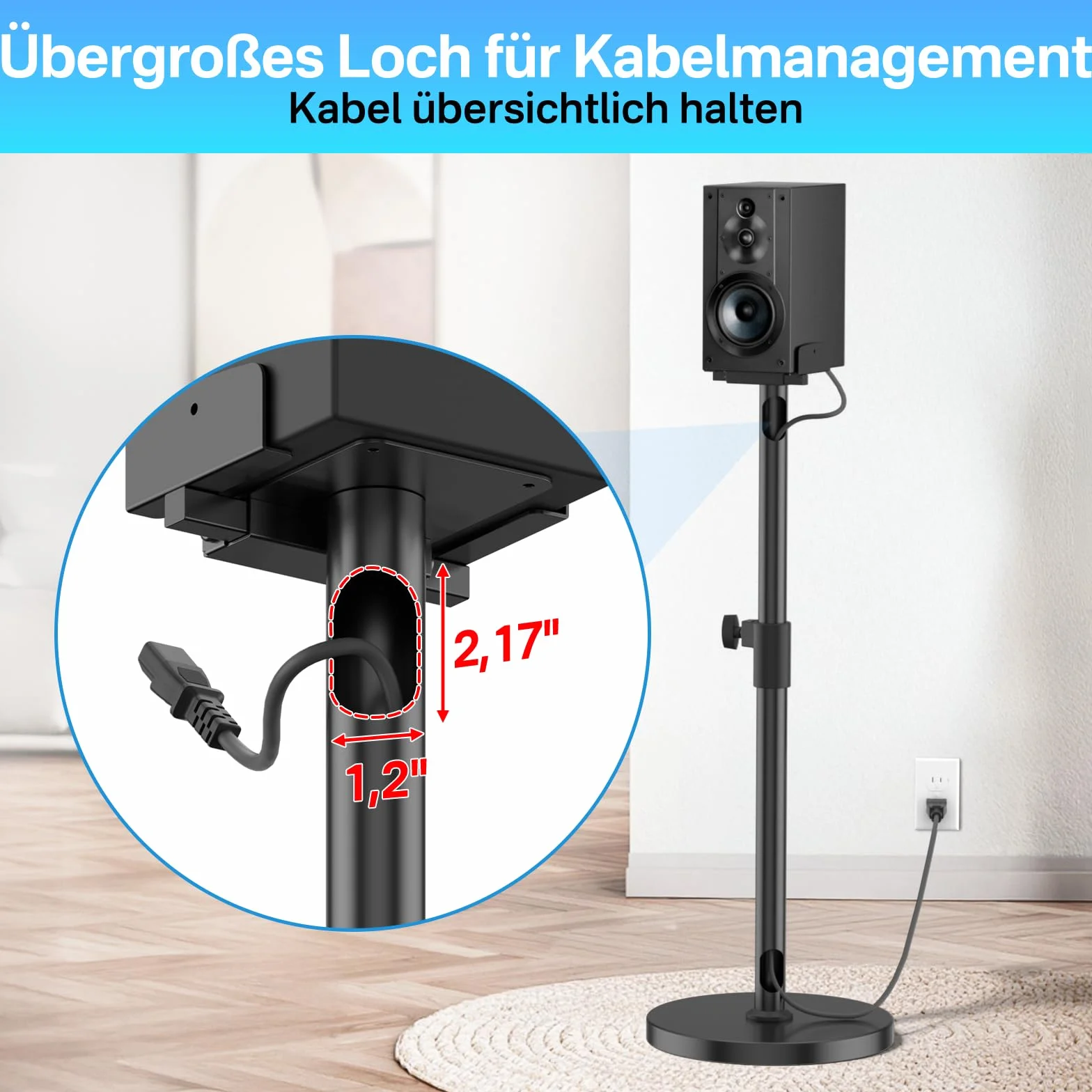 Regulowane stojaki głośnikowe (2 szt.) głośników do Sony HT-A9, SA-RS5, SA-RS3S – kompatybilne z Sony, wysokość od 73 do 95 cm, idealne do dźwięku przestrzennego.