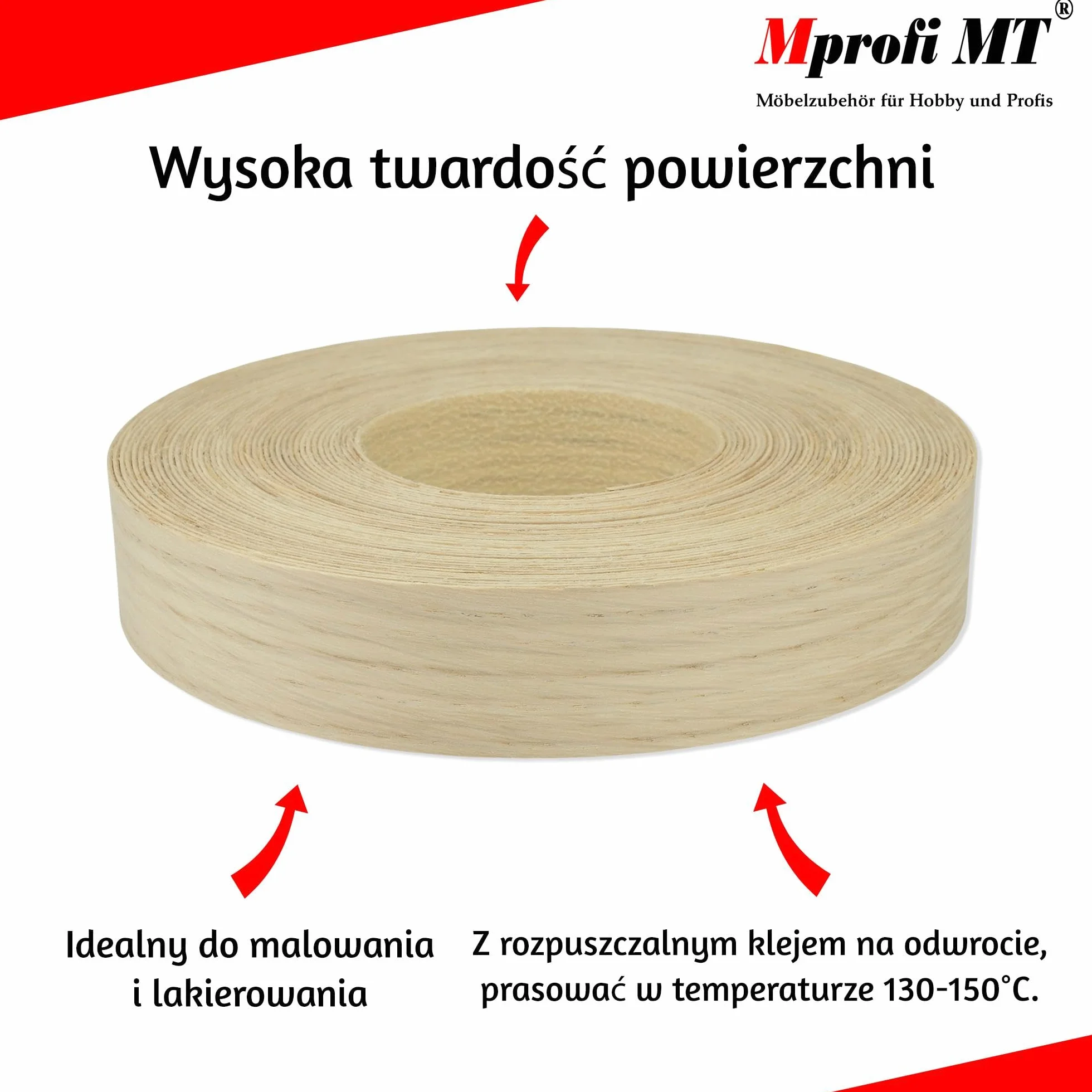 Mprofi MT® (5m rolka) Obrzeża Meblowe-Obrzeża Fornirowane z Naniesionym Klejem Topliwym-Obrzeża Naturalne-Obrzeża z Drewna Naturalnego-Krawędź Wspornika do Deski Półki-Deska Meblowa-Dąb 22mm